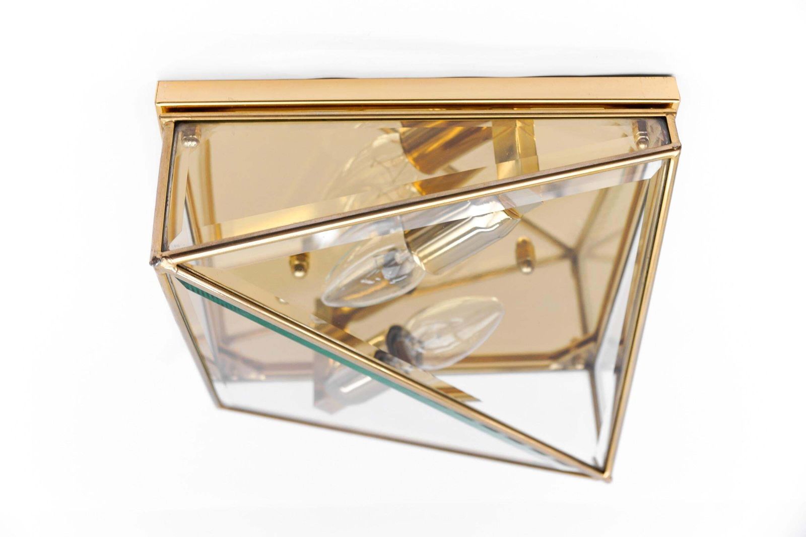 1. Of 3 Very Elegant Cut Glass Asymetric Flush Mount, Italy 1960s photo vinterior