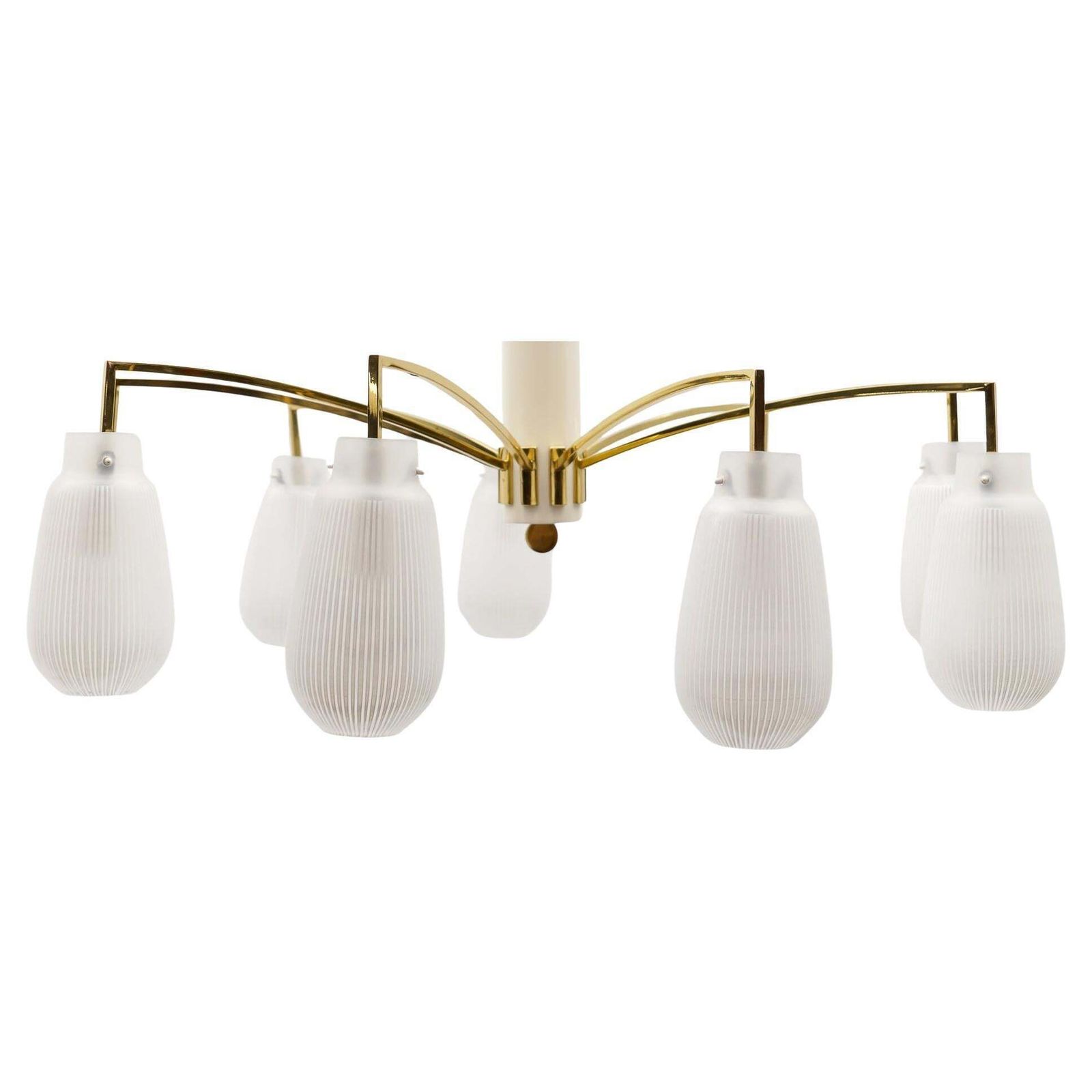Mid Century Modern 9 Armed Brass And Glass Sputnik Lamp, 1950