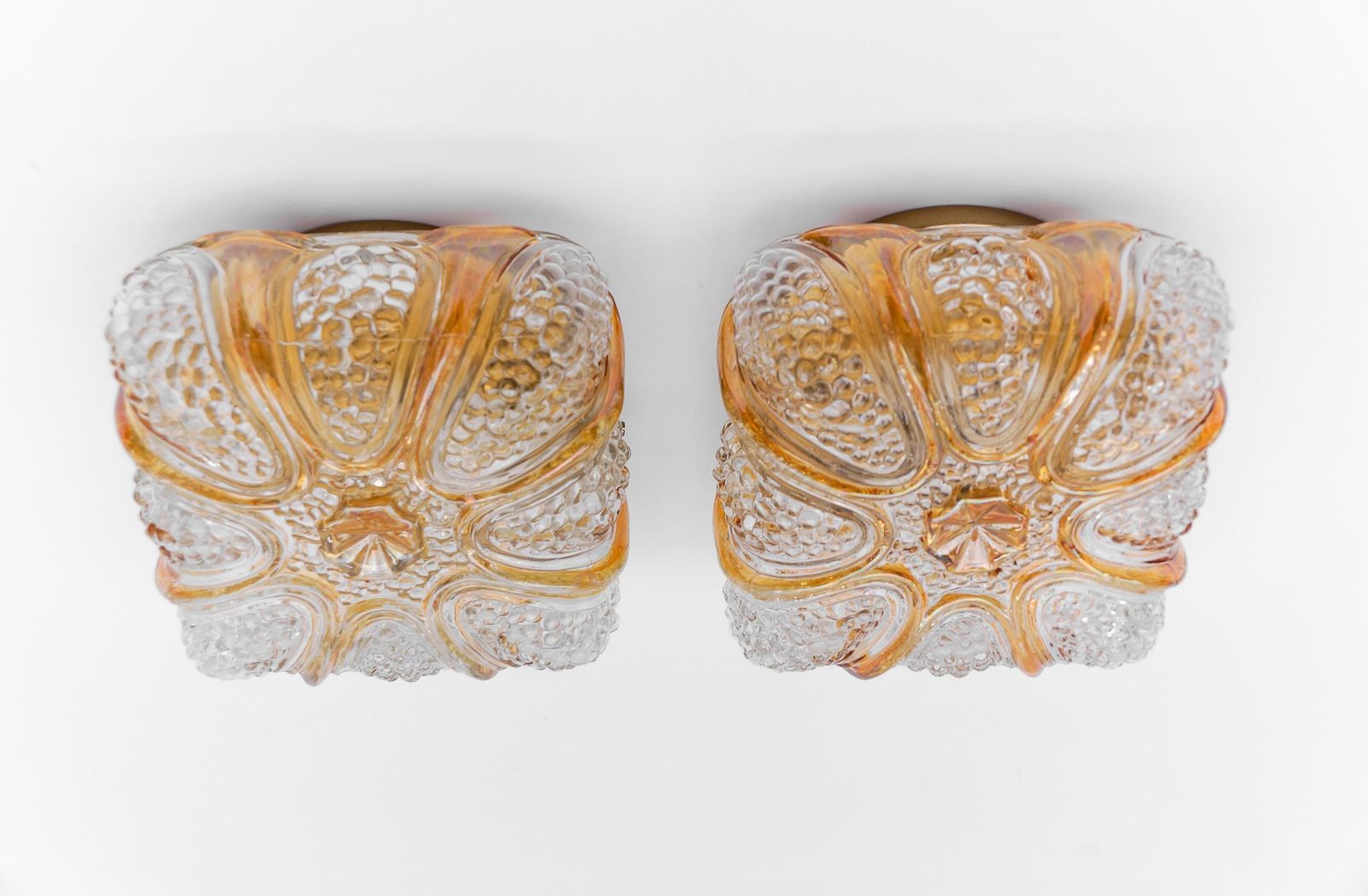 Pair Of Bubble Glass Wall Lamps Or Flush Mounts, 1960s Limburg photo for sale