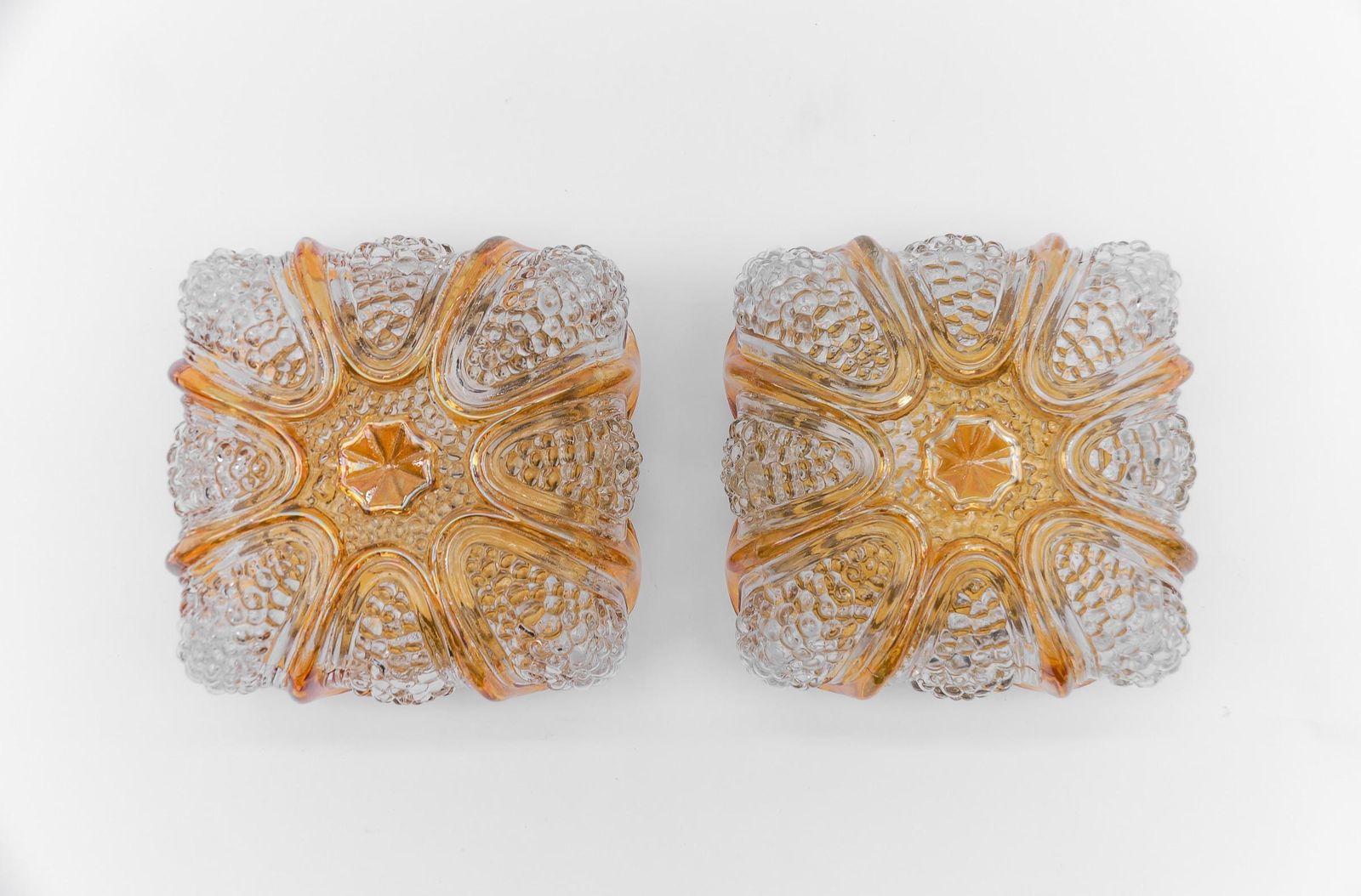 Pair Of Bubble Glass Wall Lamps Or Flush Mounts, 1960s Limburg photo Lighting