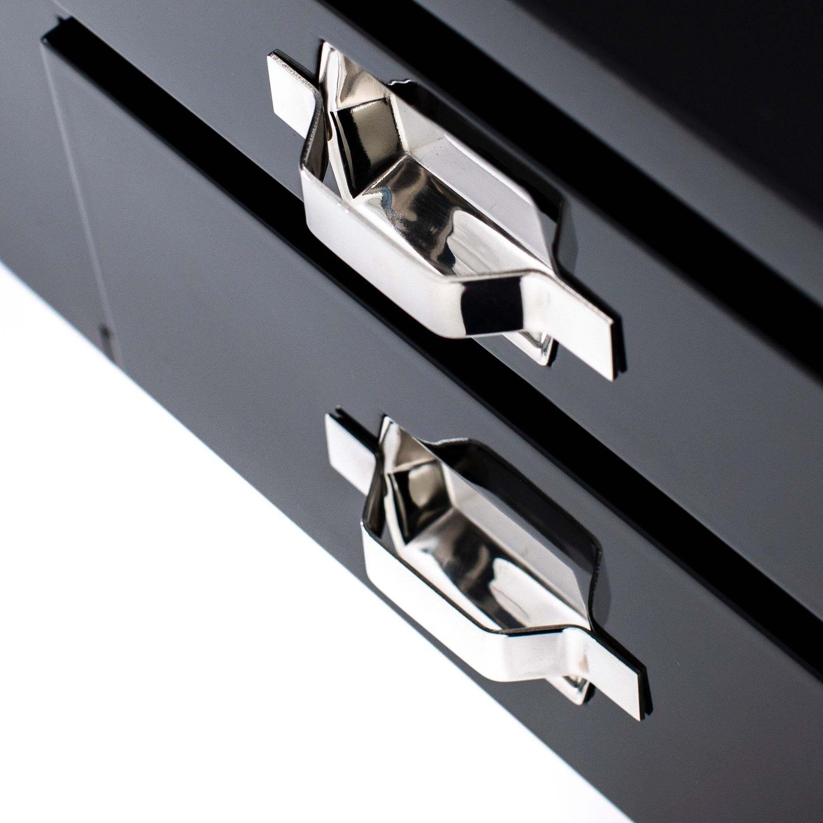 Furniture Italian Mid Century Desk Black Lacquer & Stainless Steel By Studiodada 1970s photo