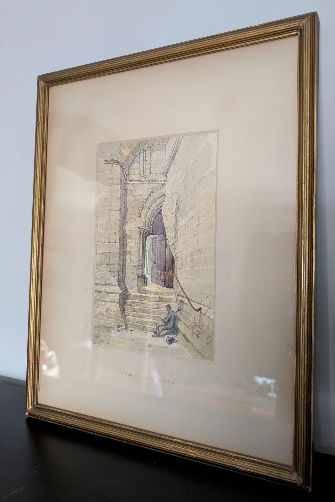 Antique Framed Watercolour North Door Of Minster York Arthur Tooth 1887 photo for sale