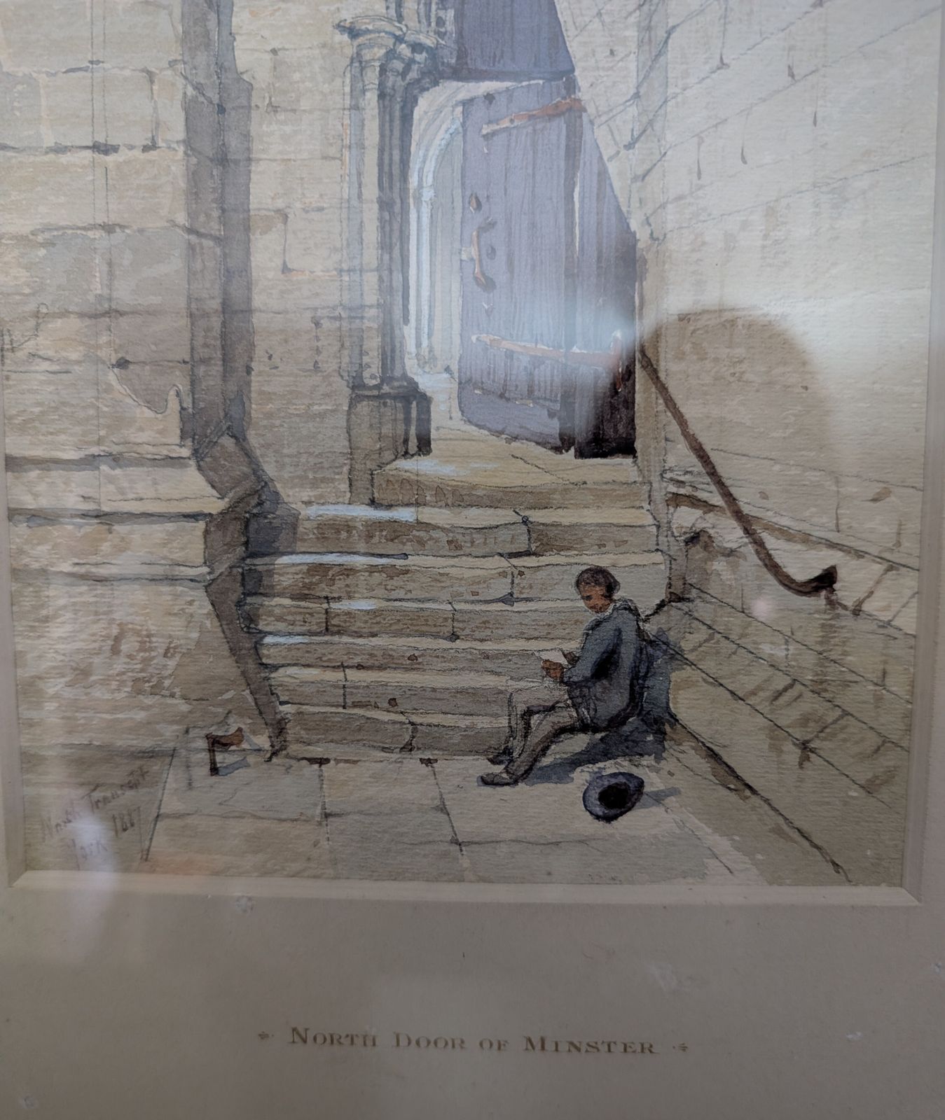 Antique Framed Watercolour North Door Of Minster York Arthur Tooth 1887 photo Art