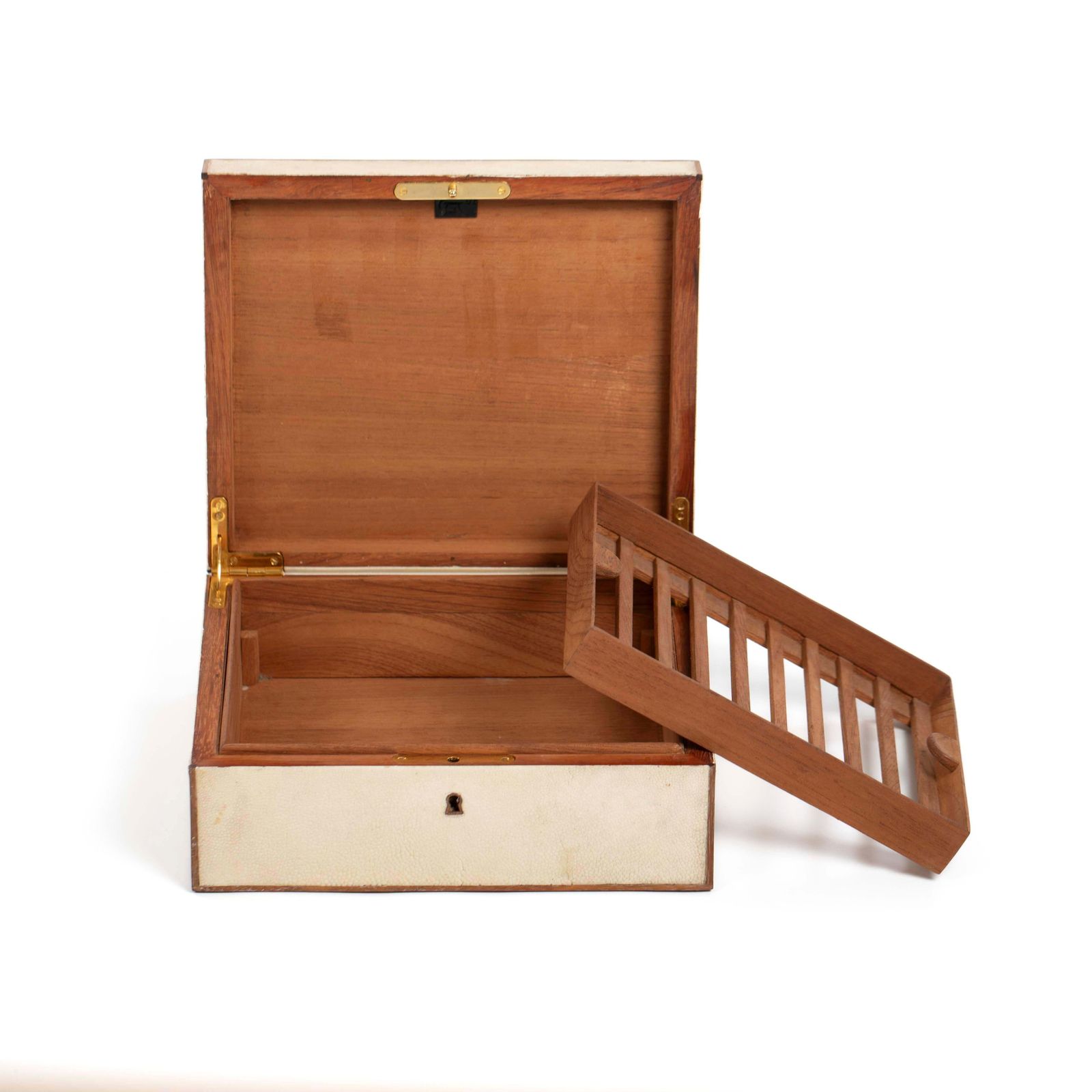 French Art Déco Rectangular Galuchat Leather Box For Cigars Etc. From The 1940s photo vintage