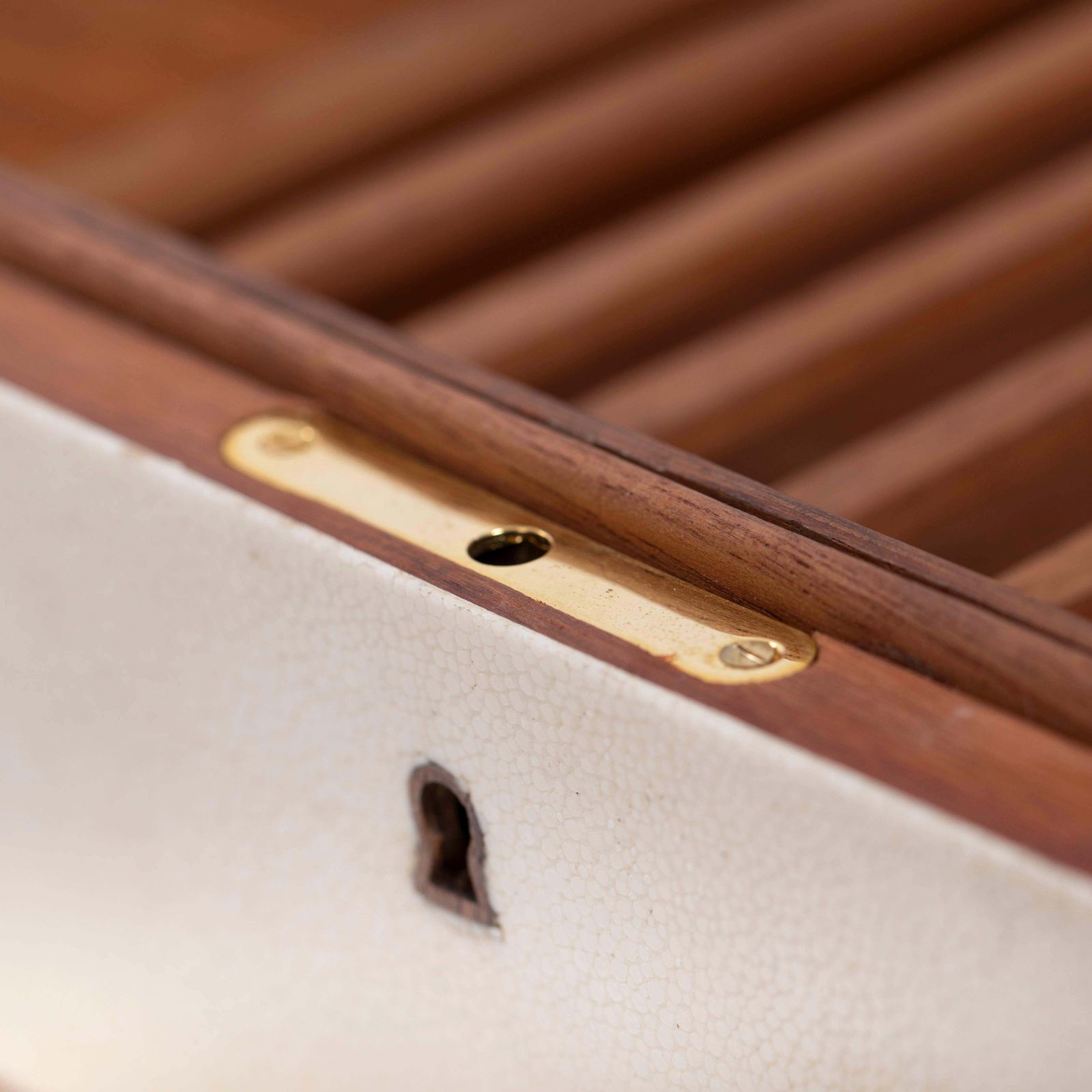 photo for sale French Art Déco Rectangular Galuchat Leather Box For Cigars Etc. From The 1940s