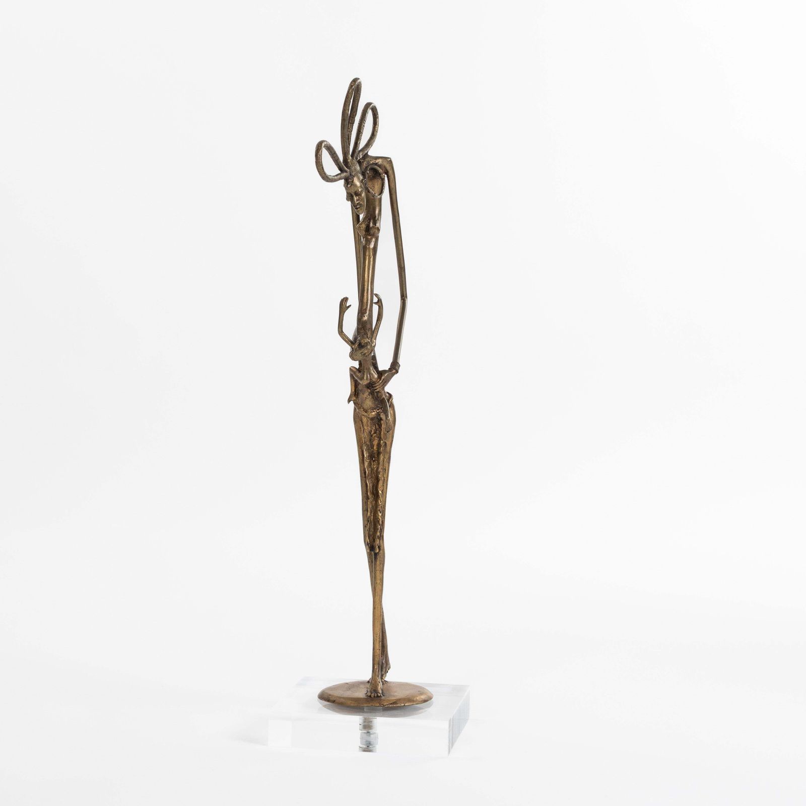 African Dogon Tribal Bronze Figure “Mother With Child" Burkina Faso, 1970s photo for sale