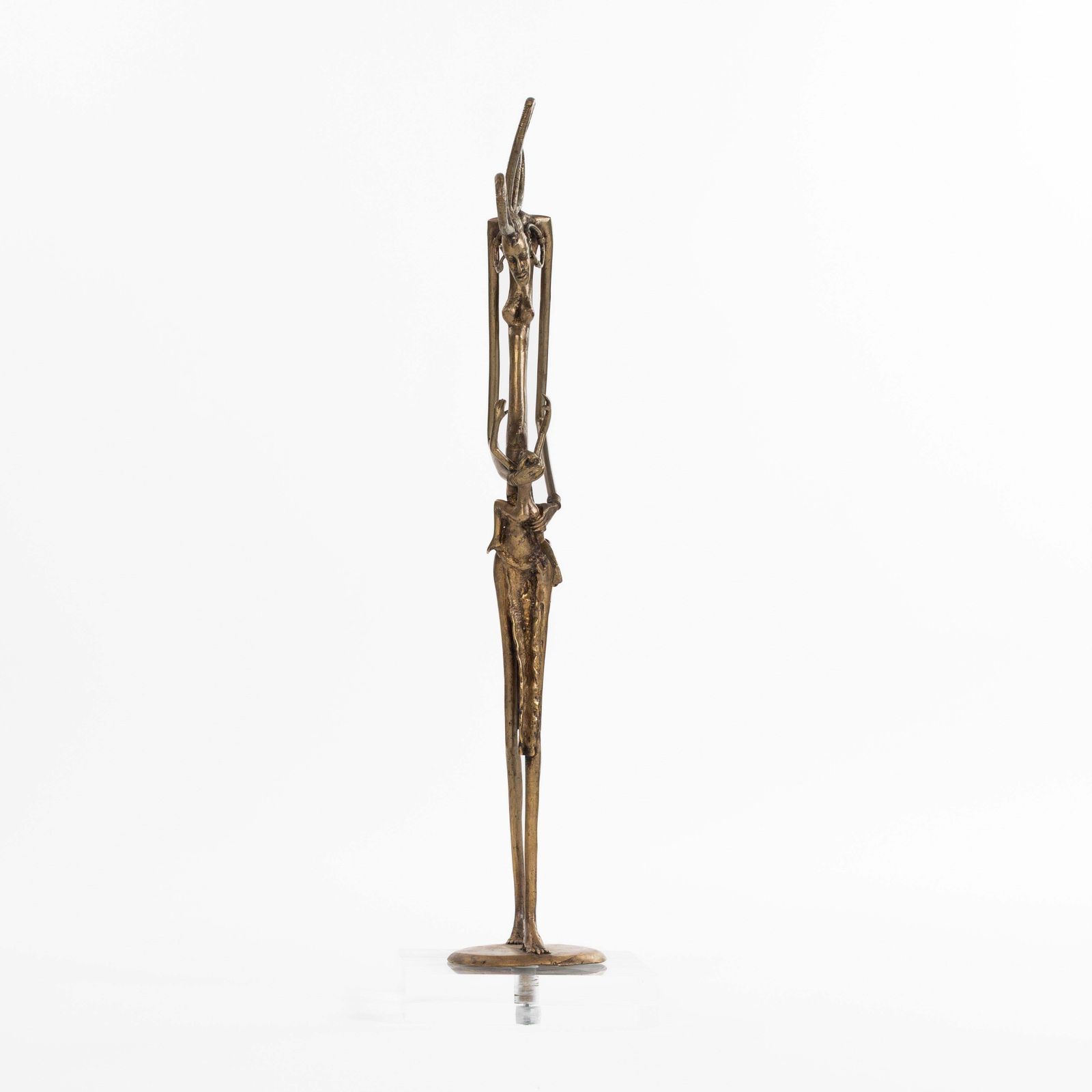 African Dogon Tribal Bronze Figure “Mother With Child" Burkina Faso, 1970s photo Art