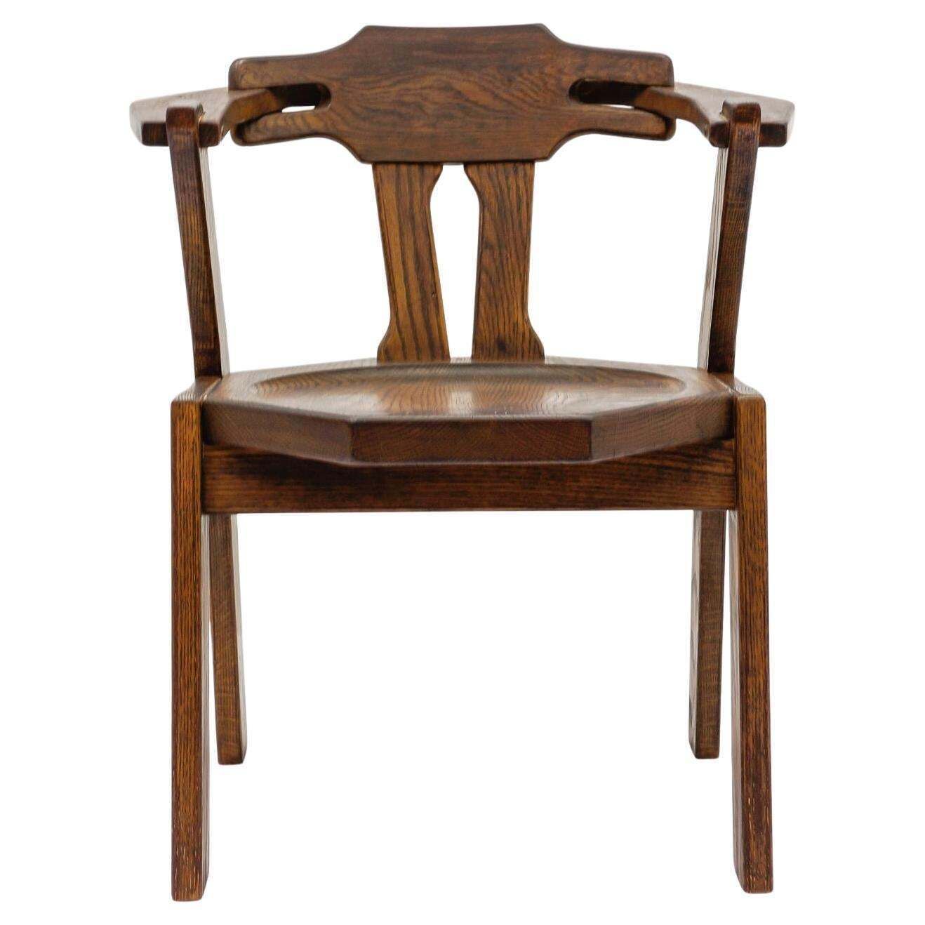 French Provincial Oak Chair, 1960s Mid Century Modern
