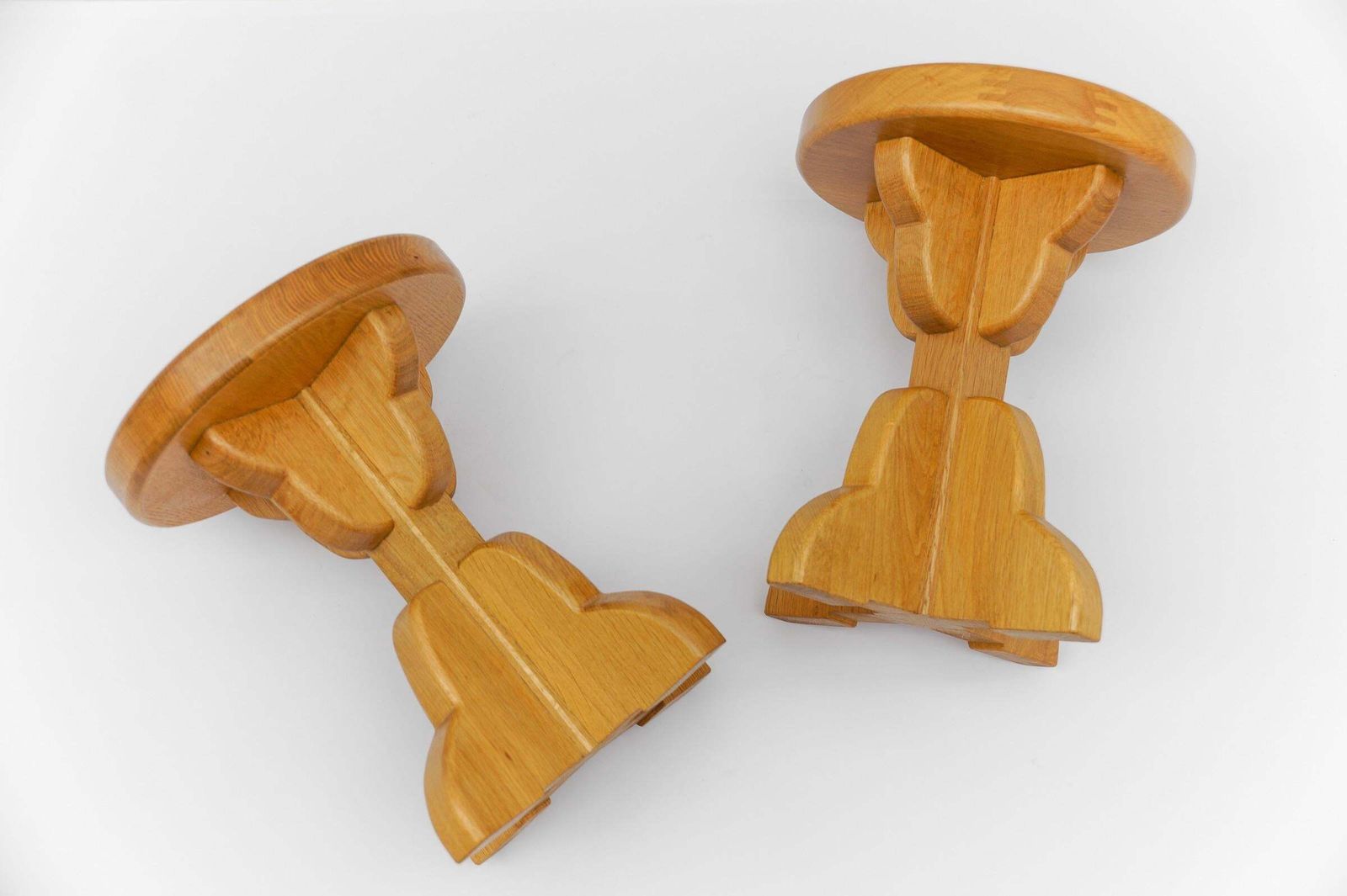 Pair Of Mid Century Modern Oak Stools, 1960s France photo 1202.0