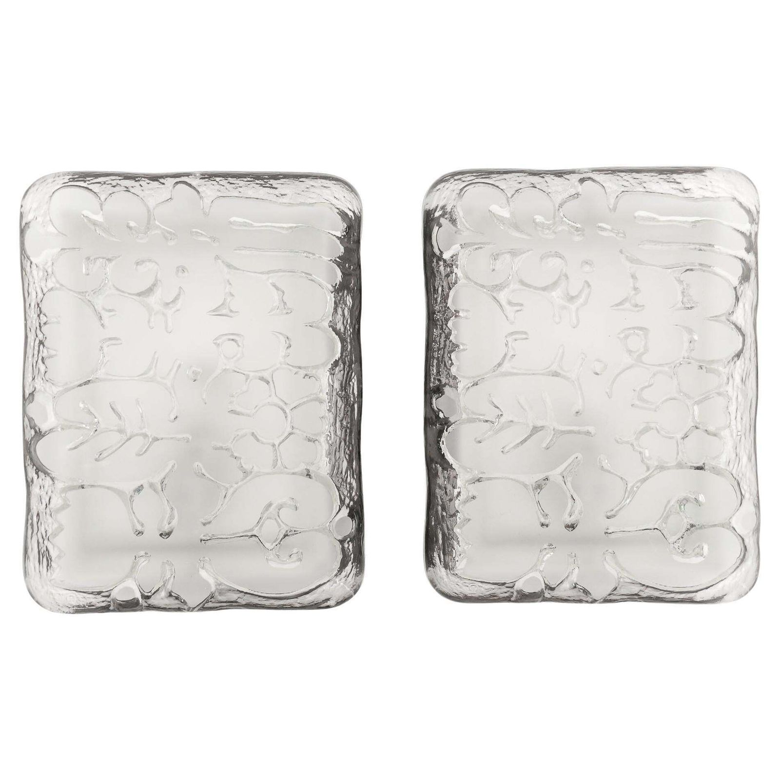 Pair Of Space Age Wall Lights In Satin Glass By Peill & Putzler, 1970s