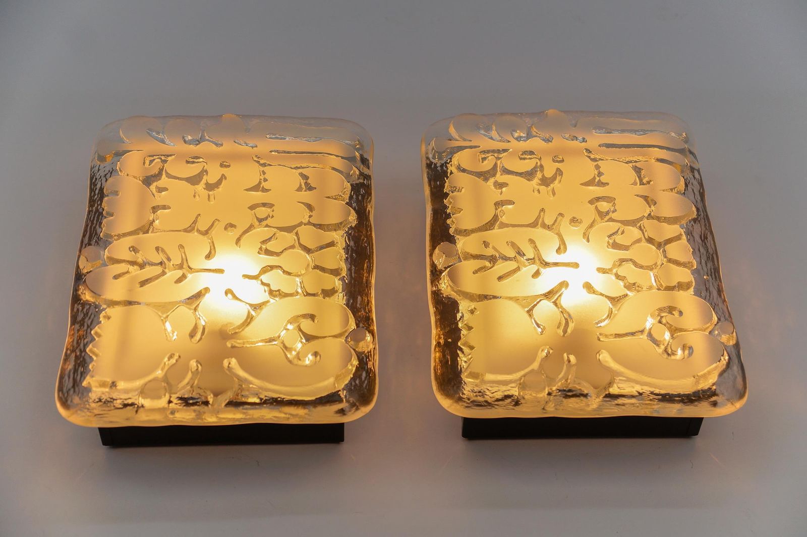 Pair Of Space Age Wall Lights In Satin Glass By Peill & Putzler, 1970s photo buy