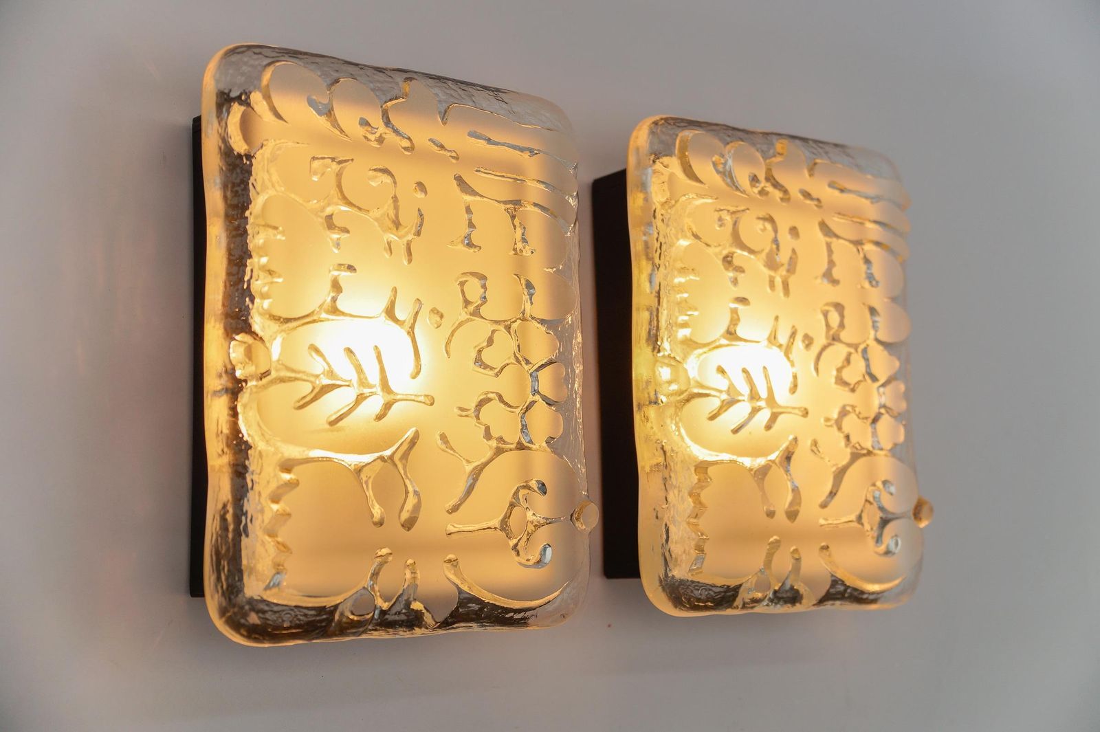 photo furniture Pair Of Space Age Wall Lights In Satin Glass By Peill & Putzler, 1970s