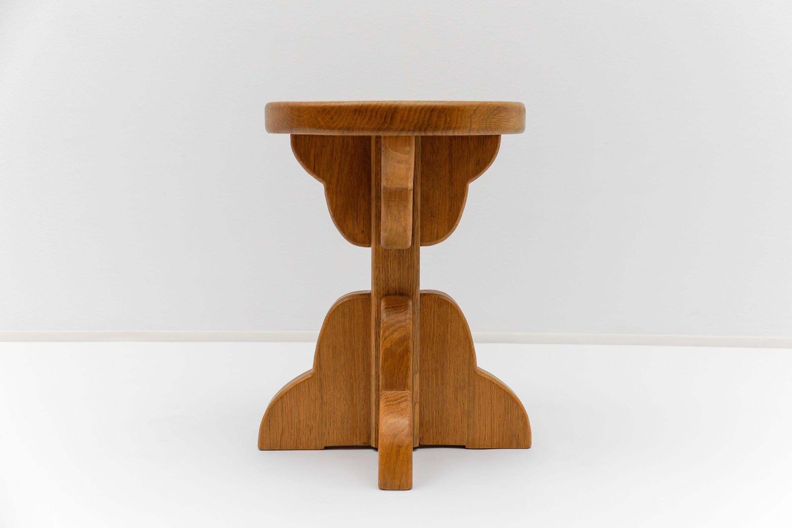 1202.0 Pair Of French Mid Century Modern Oak Stools, 1960s photo