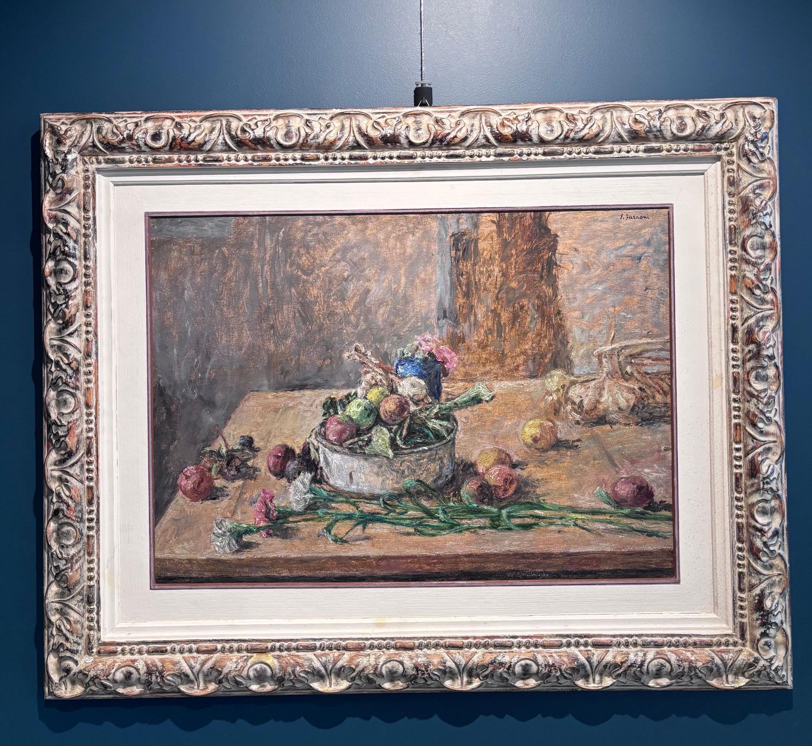 Enzo Faraoni" Natura Morta Con Fiori " Olio Su Compensato Cm. 50 X 70 1981 photo for sale