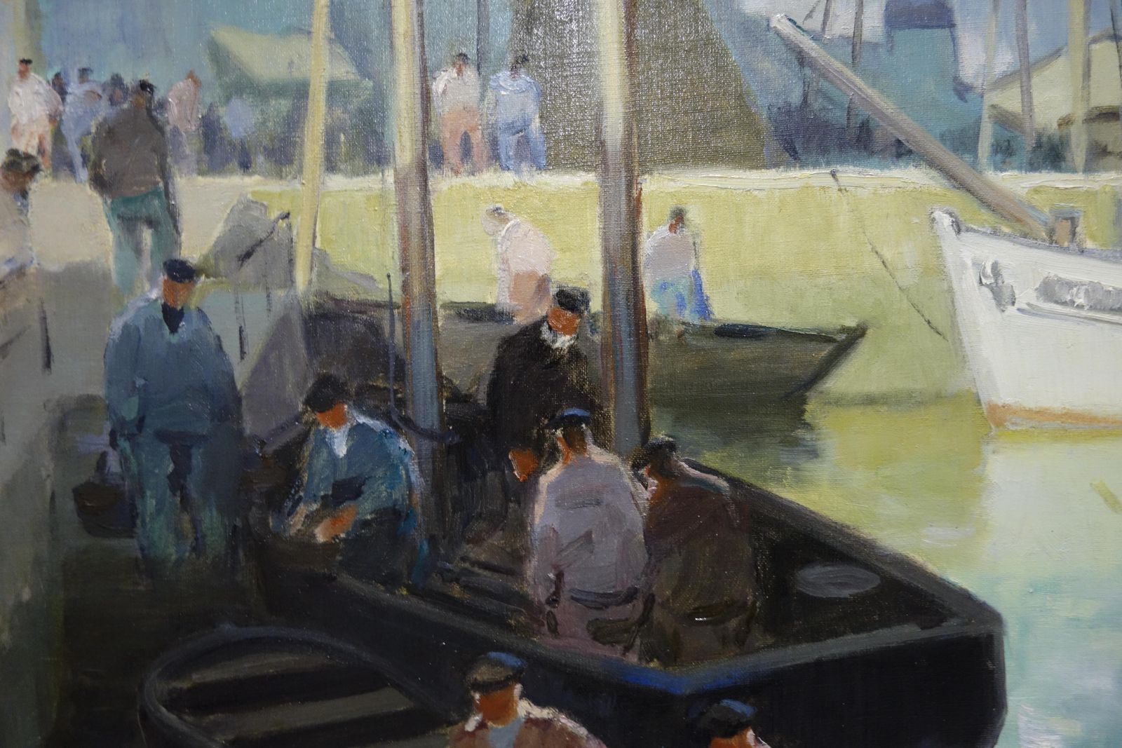 Henry Maurice Cahoursboat, Port, France "L'arrivée Au Port" Douarnenez" Oil Cm.73 X 60  19221922 photo vinterior