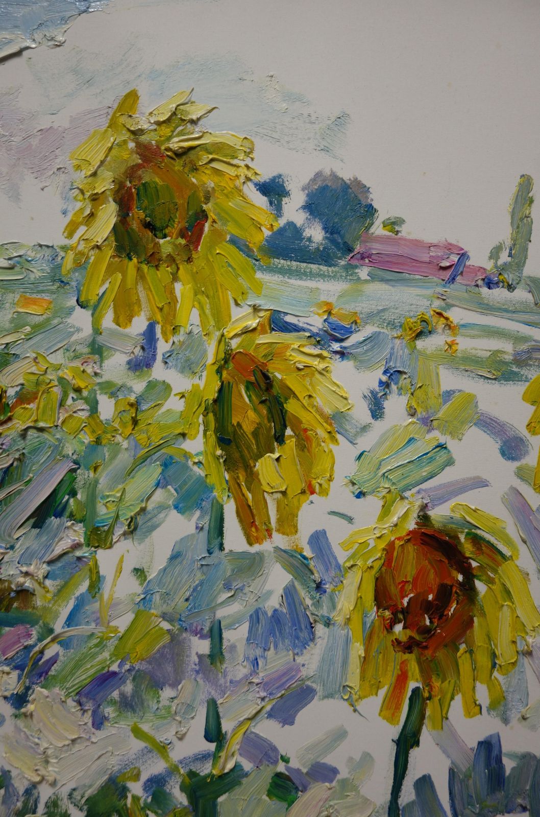Georgij Moroz"Field Of Sunflowers"  Yellow, Sunflowers, Summer, Oil Cm. 100 X 802000 photo for sale