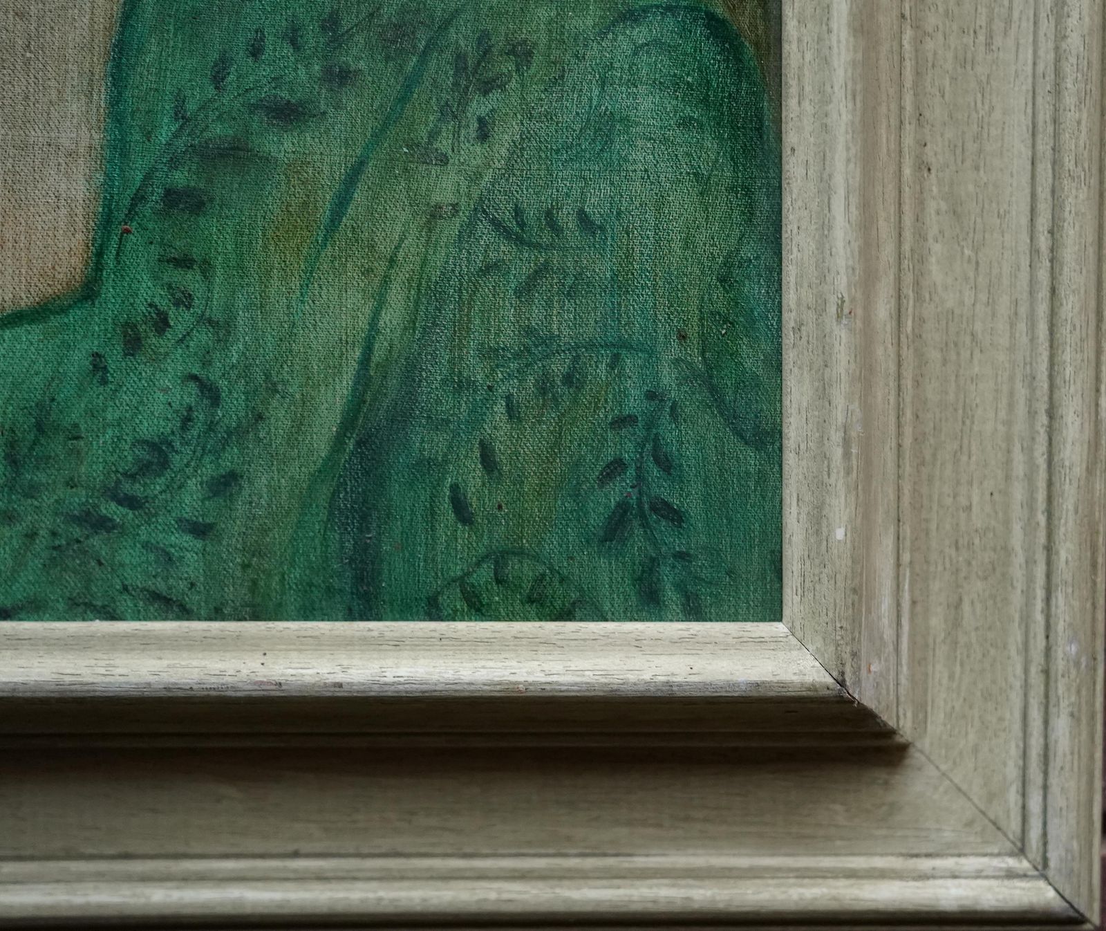 Glyn Morganportrait Of Lady In Green   Welsh Post Impressionist 50s Art Oil Painting1956 photo vintage