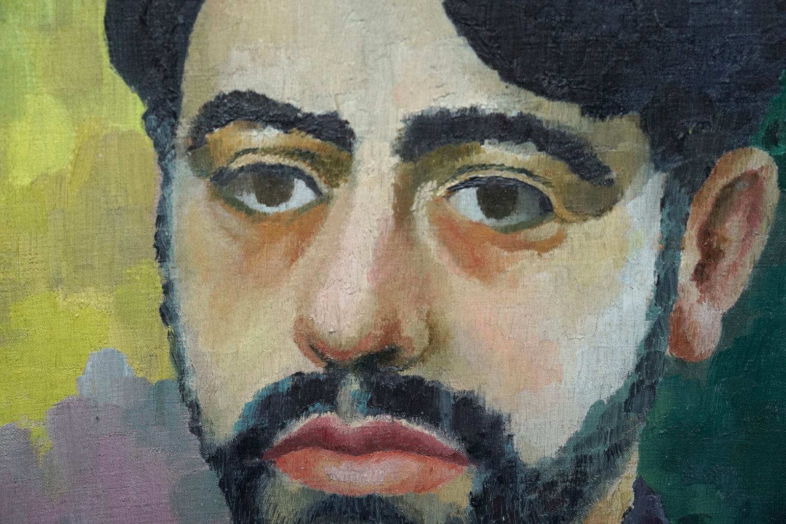 Glyn Morganself Portrait Of Artist   Welsh Post Impressionist 1960's Art Oil Paintingcirca 1960 photo Art