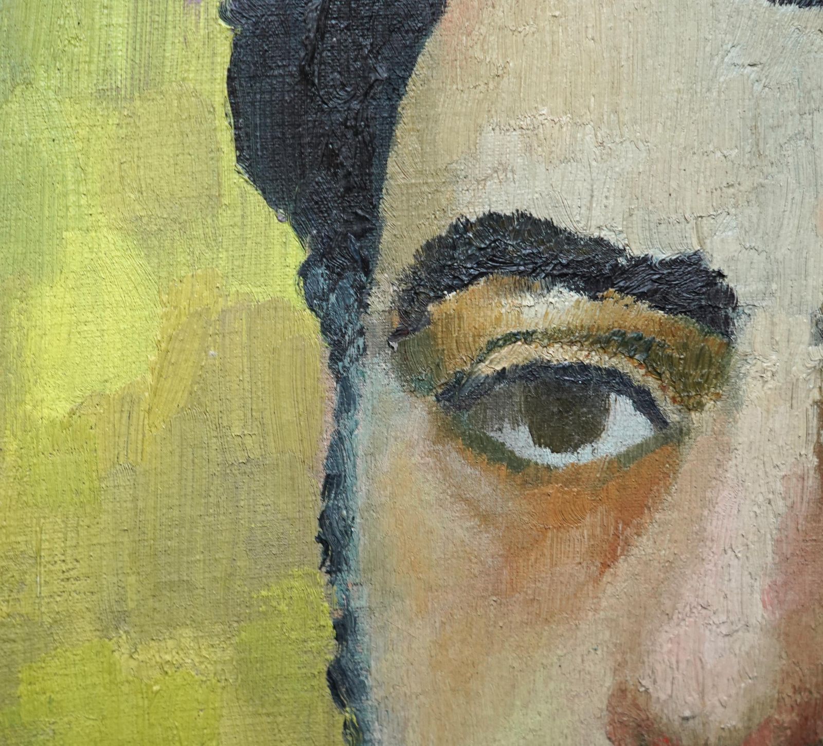Glyn Morganself Portrait Of Artist   Welsh Post Impressionist 1960's Art Oil Paintingcirca 1960 photo vinterior