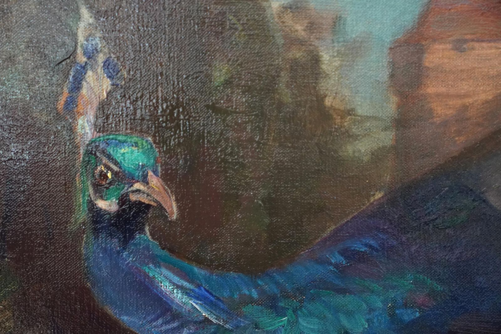 79543.0 Robert Hopethe Golden Apple   British Rsa Exh Art Female Portrait Oil Painting Peacock Bird1919 photo