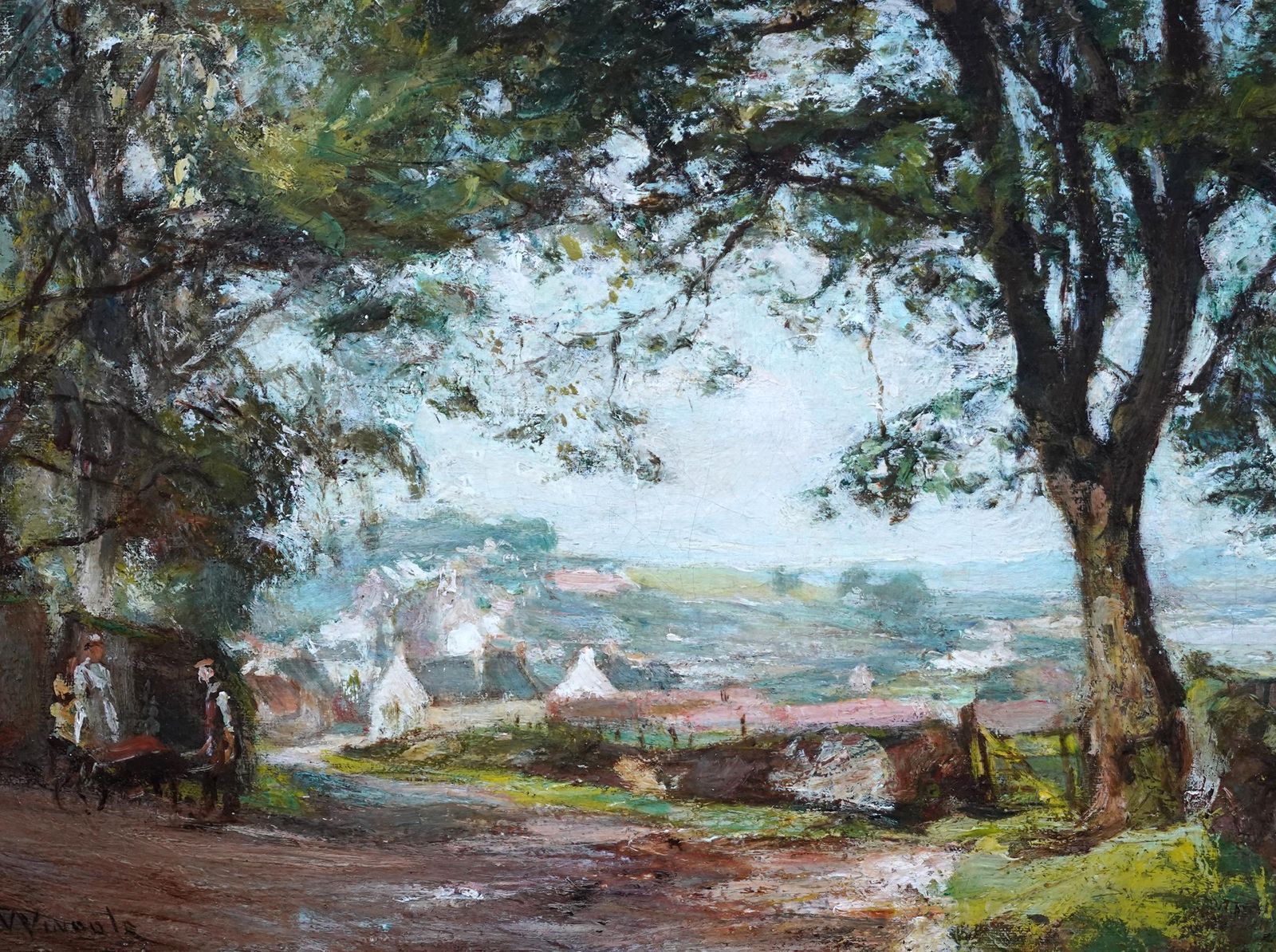 Charles Lawton Wingatelandscape With Village   Scottish Edwardian Impressionist Art Oil Paintingcirca 1910 photo Art
