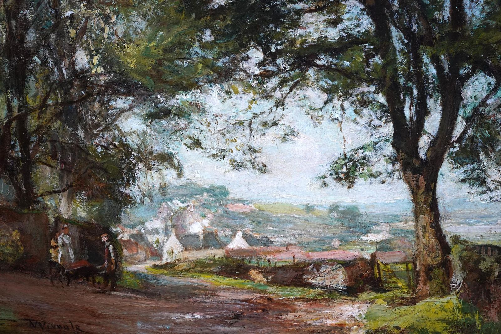 Charles Lawton Wingatelandscape With Village   Scottish Edwardian Impressionist Art Oil Paintingcirca 1910 photo vinterior