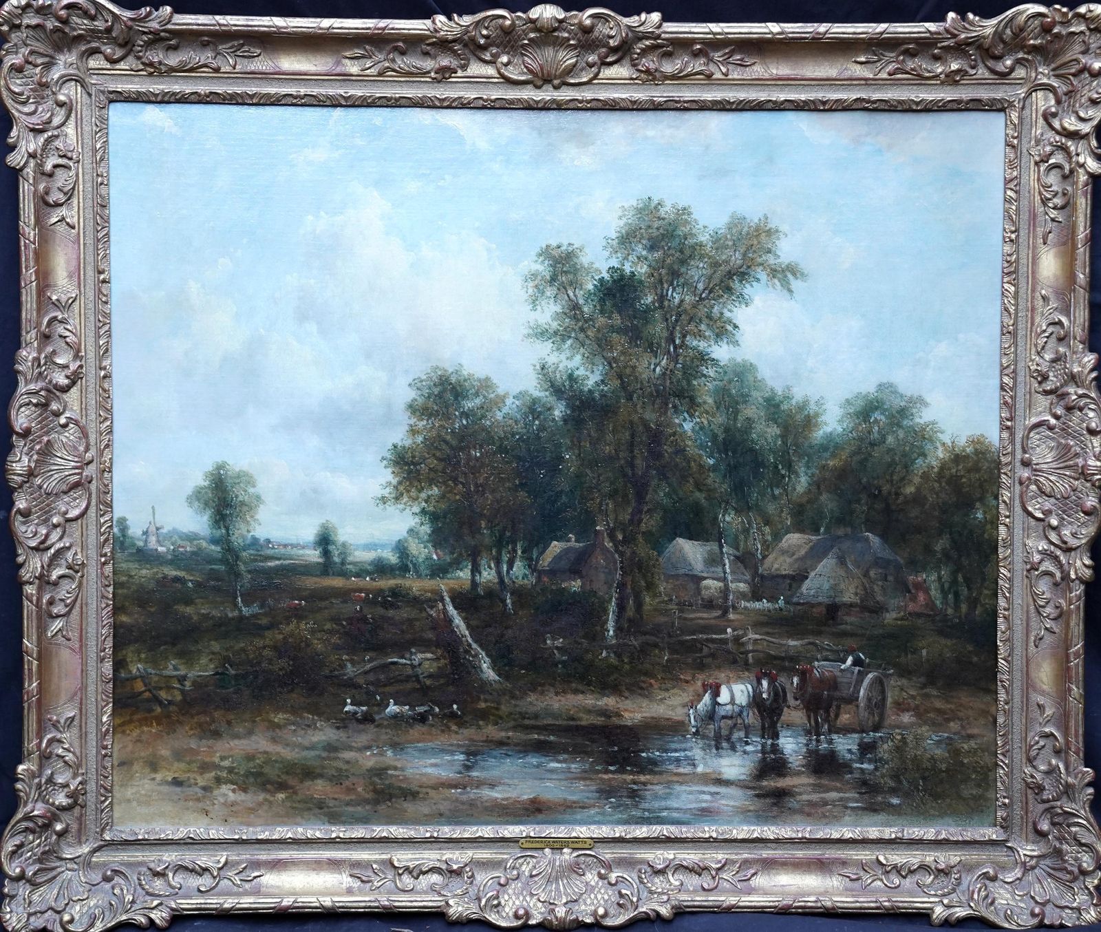 photo buy Frederick Waters Wattslandscape With Carthorses Watering   British Victorian Art Oil Paintingcirca 1850