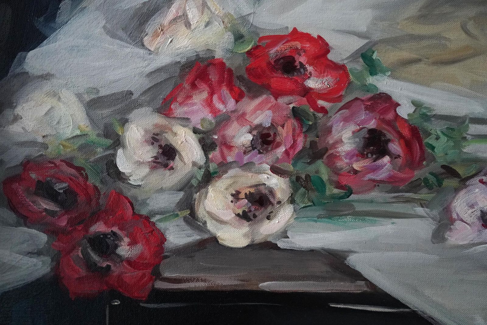 William Somerville Shanksanemones   Scottish Thirties Impressionist Art Floral Oil Painting1937 photo Art