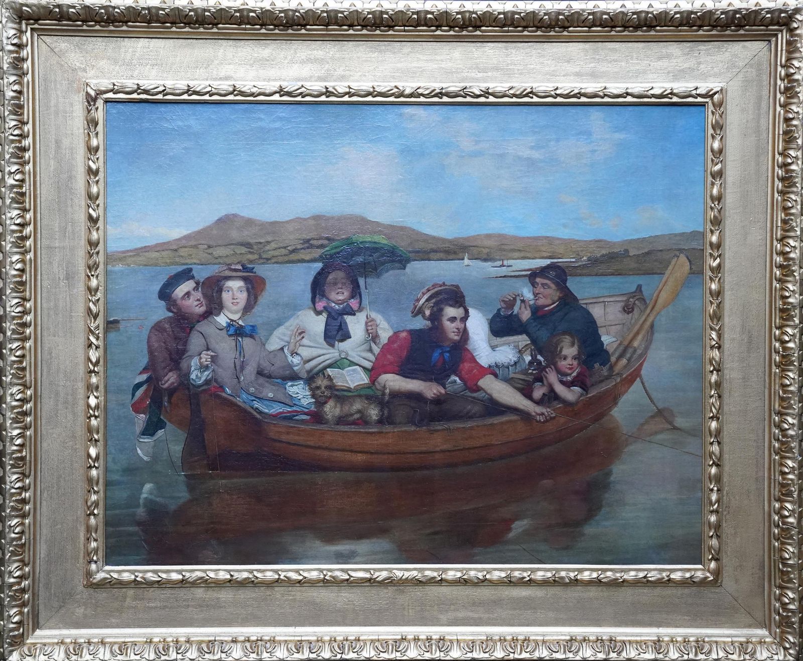 photo vintage The Boating Party   British Victorian Figurative Landscape Art Oil Paintingcirca 1845