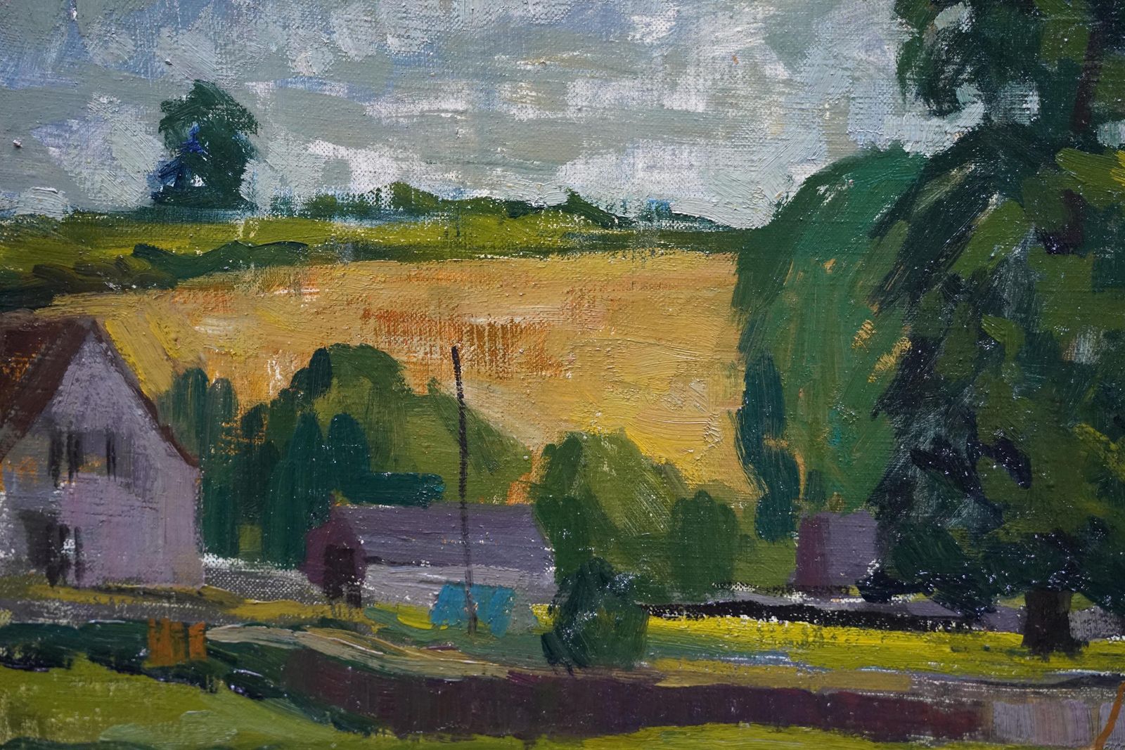 Peter Fieldwiltshire Landscape   British 1950's Post Impressionist Art Oil Paintingcirca 1950 photo 2446.0