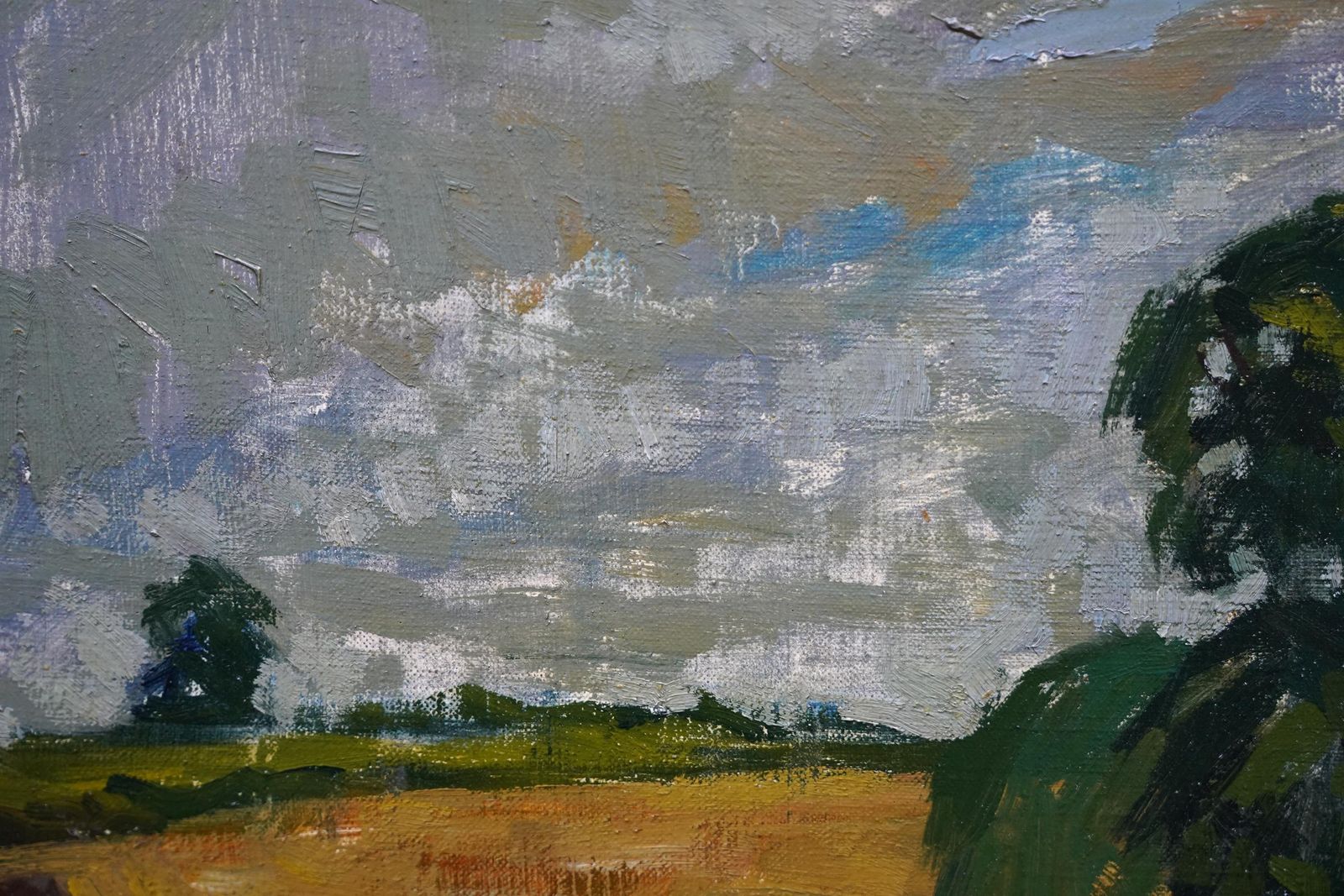 Peter Fieldwiltshire Landscape   British 1950's Post Impressionist Art Oil Paintingcirca 1950 photo vinterior