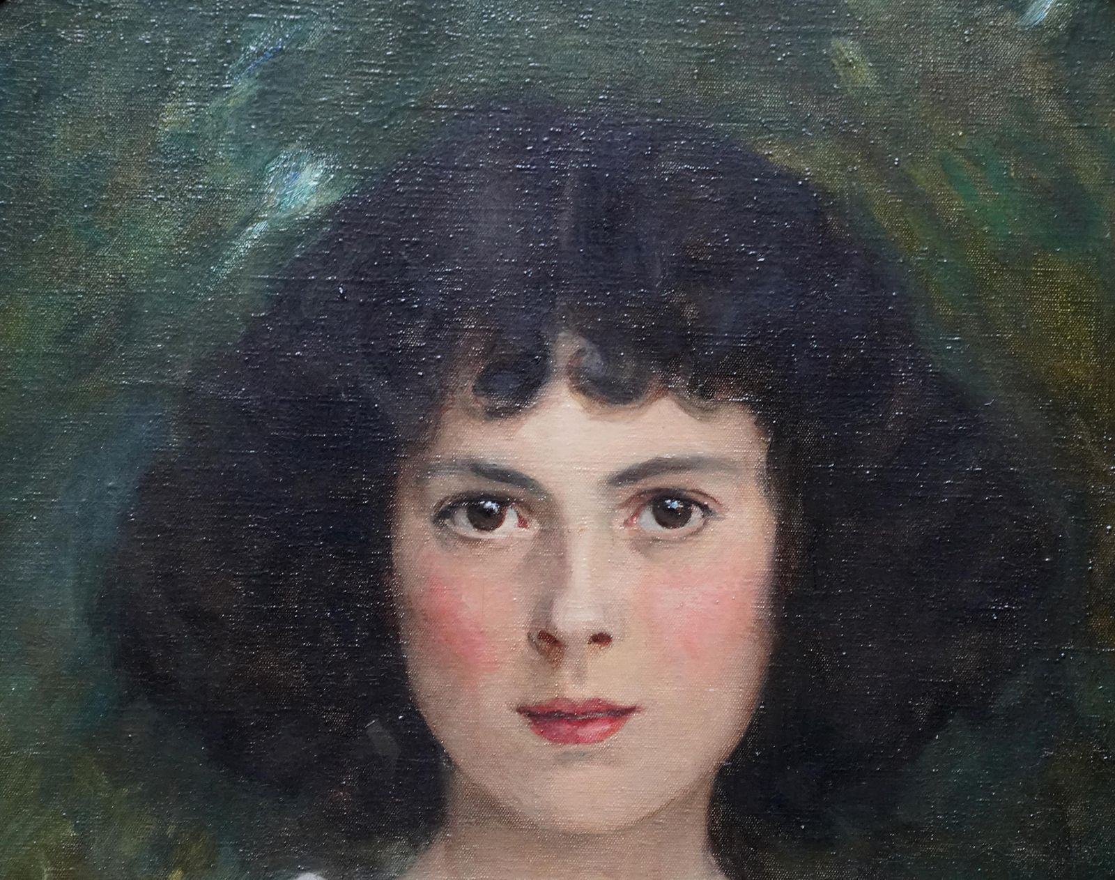 George Harcourtoval Portrait Of Girl With Blue Sash And Cuffs   Scottish Edwardian Oil Paintingcirca 1910 photo 4587.0