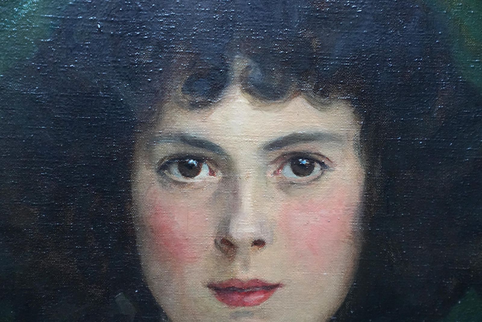 George Harcourtoval Portrait Of Girl With Blue Sash And Cuffs   Scottish Edwardian Oil Paintingcirca 1910 photo buy