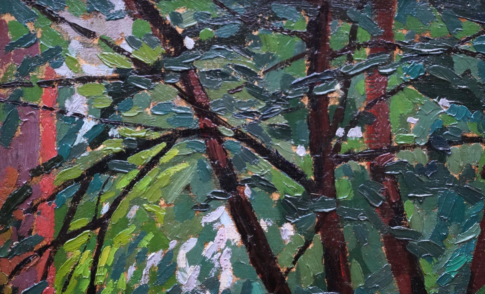 Peter Fieldwooded Landscape   British Post Impressionist 50's Art Oil Paintingcirca 1950 photo Art
