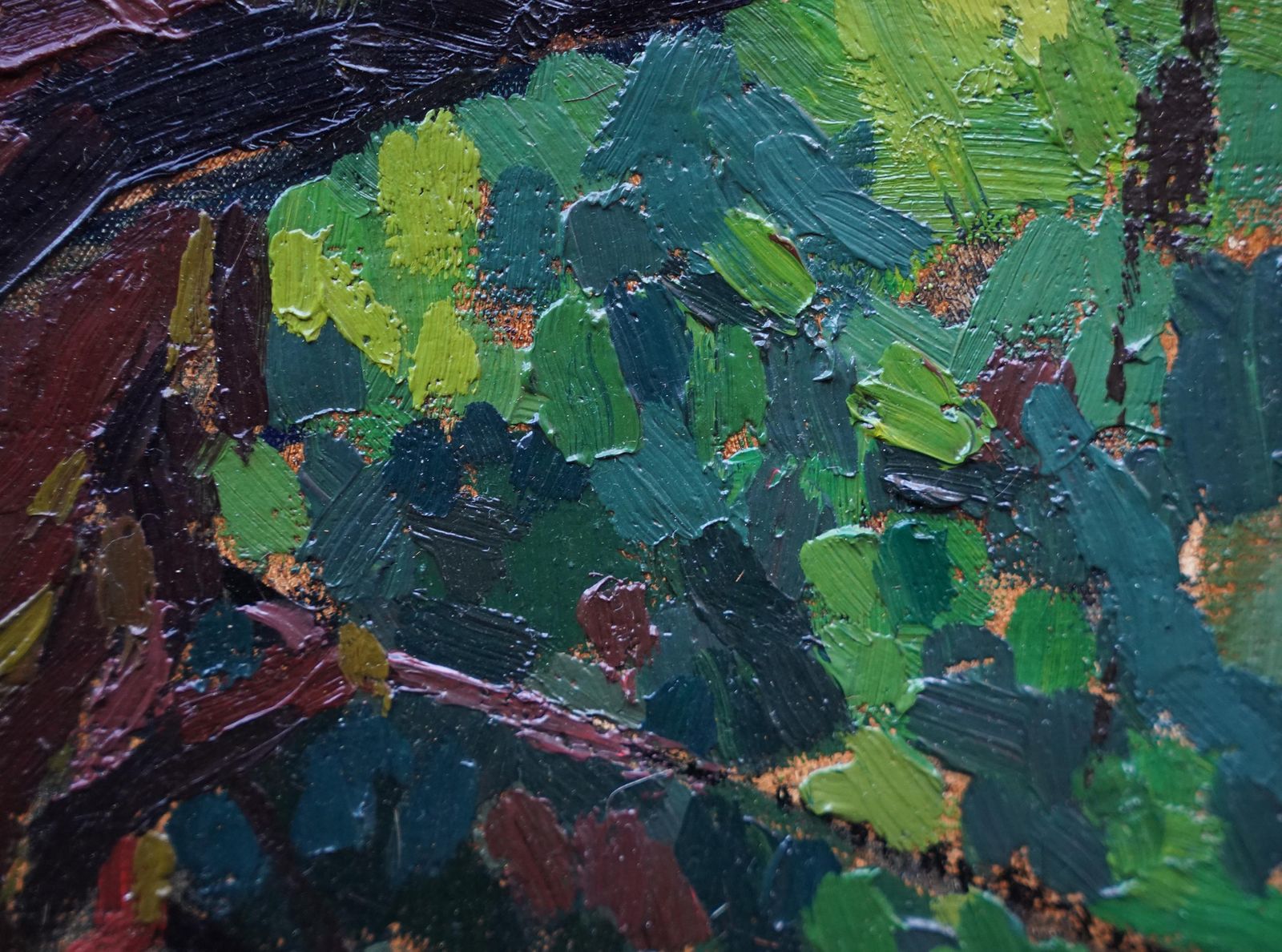 photo furniture Peter Fieldwooded Landscape   British Post Impressionist 50's Art Oil Paintingcirca 1950