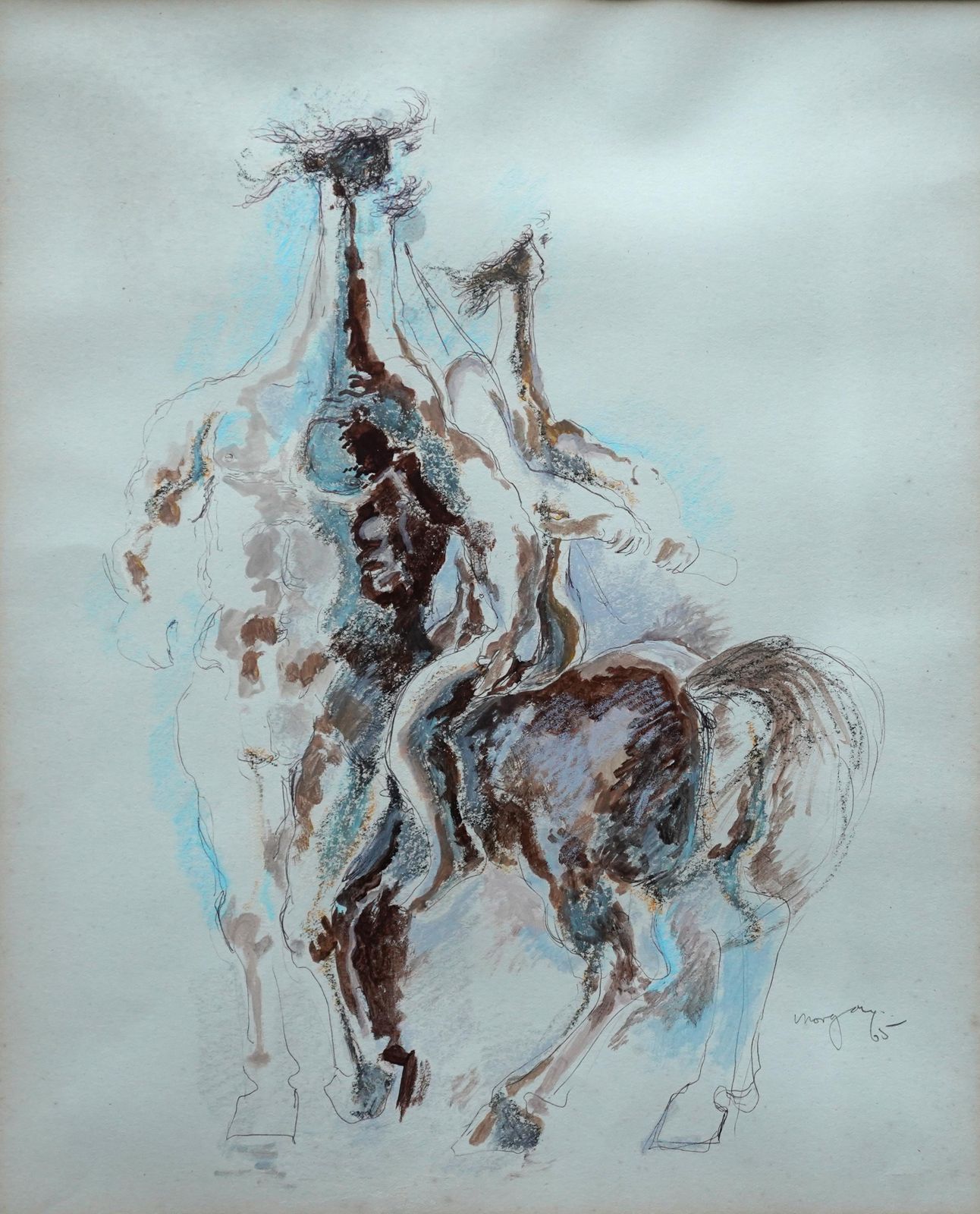 Glyn Morganachilles And Centaur   Welsh Greek Mythology Art 1965 Water Colour Painting1965 photo furniture