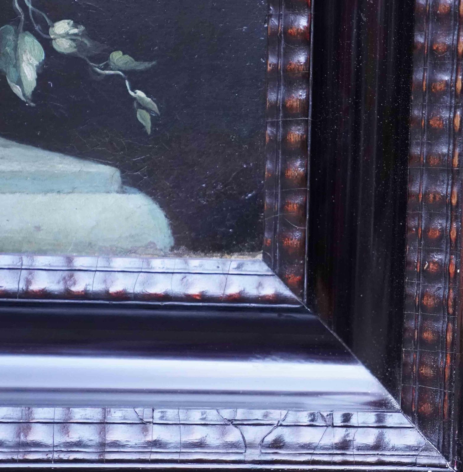 Art Still Life Of Flowers In Ornamental Urn On Ledge   Dutch Old Master Oil Paintingcirca 1790 photo