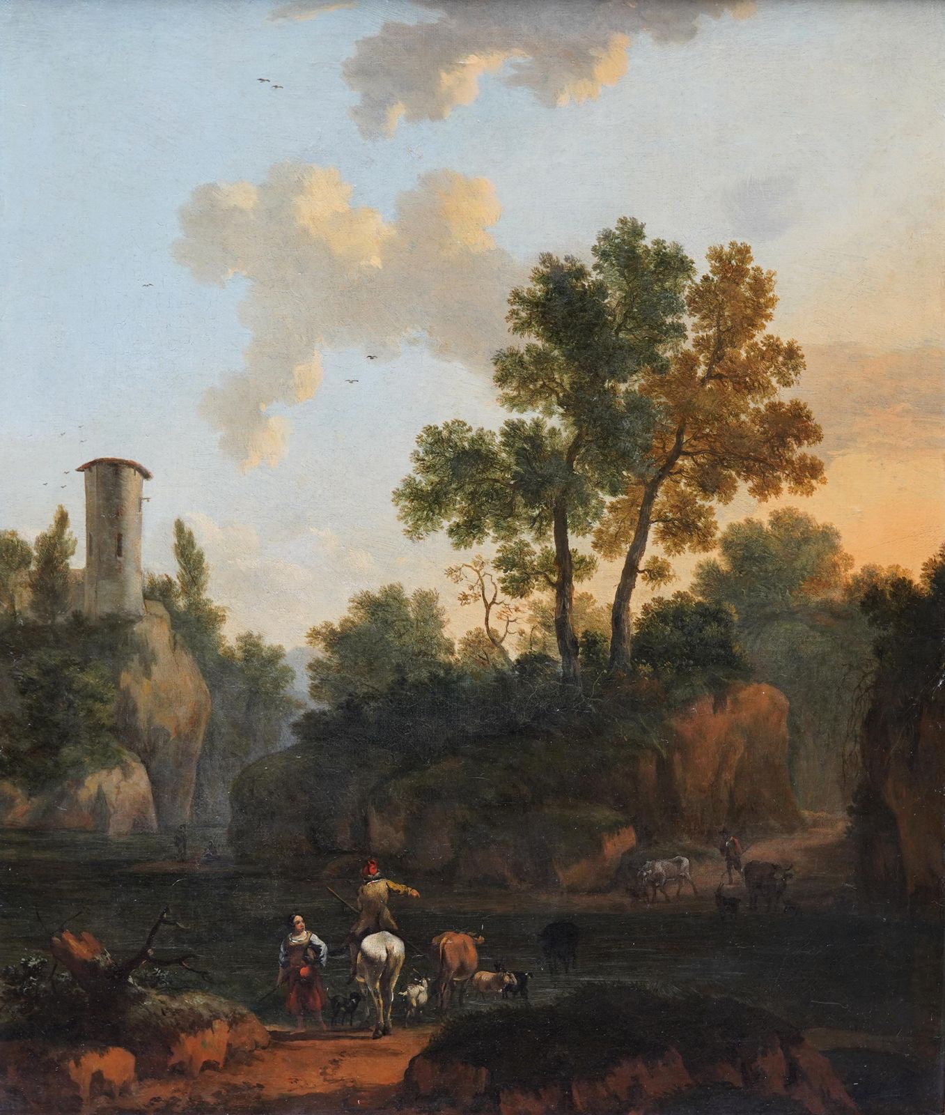 Abraham Jansz Begeynwooded Figurative River Landscape   Dutch 17thc Golden Age Art Oil Paintingcirca 1640 photo furniture
