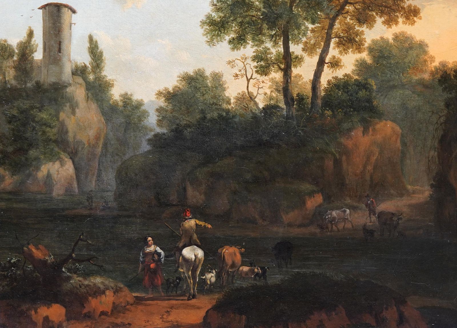 Abraham Jansz Begeynwooded Figurative River Landscape   Dutch 17thc Golden Age Art Oil Paintingcirca 1640 photo Art