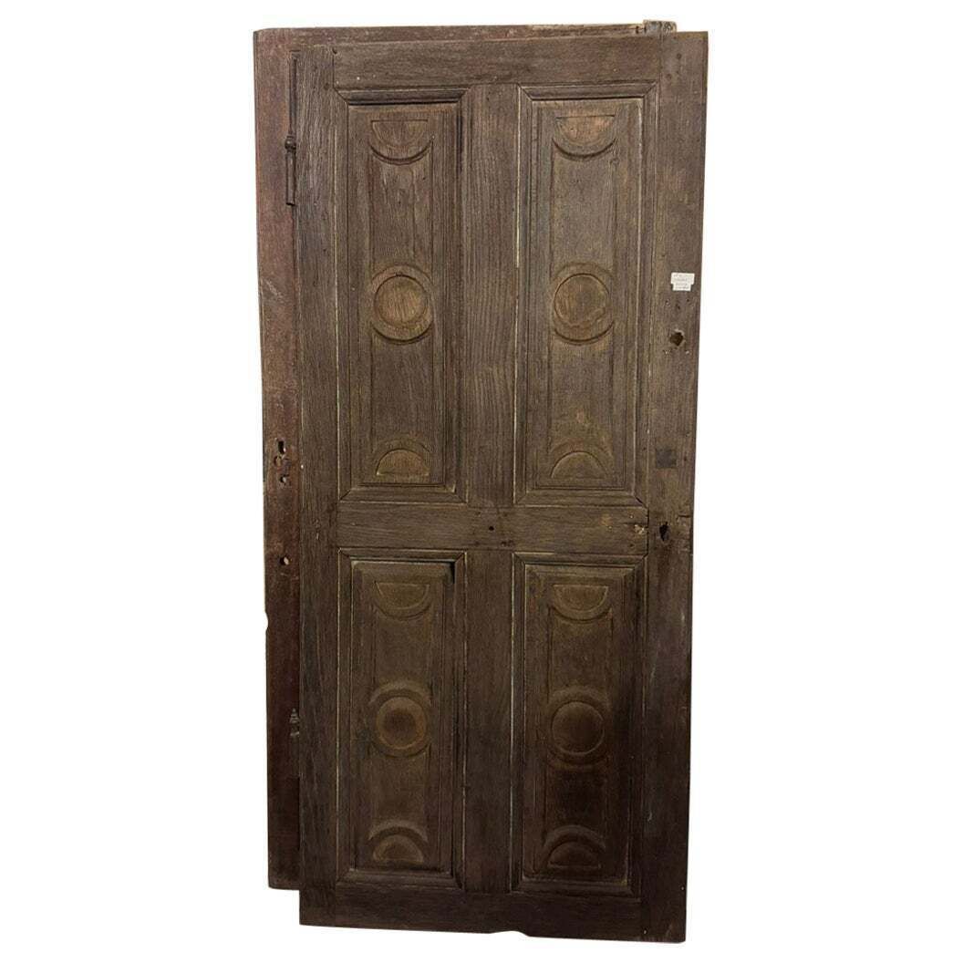 No. 3 One Hung Oak Doors With Carved Panels, Italy