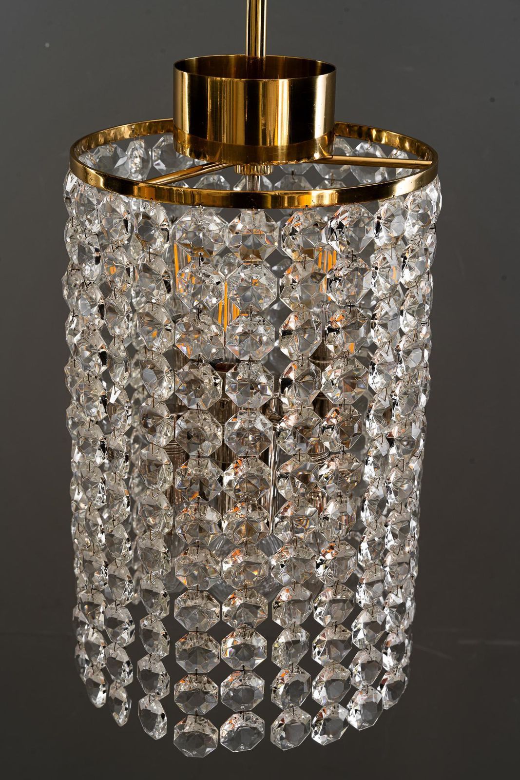 Bakalowits Crystal And Brass Chandelier Vienna Around 1950s photo for sale