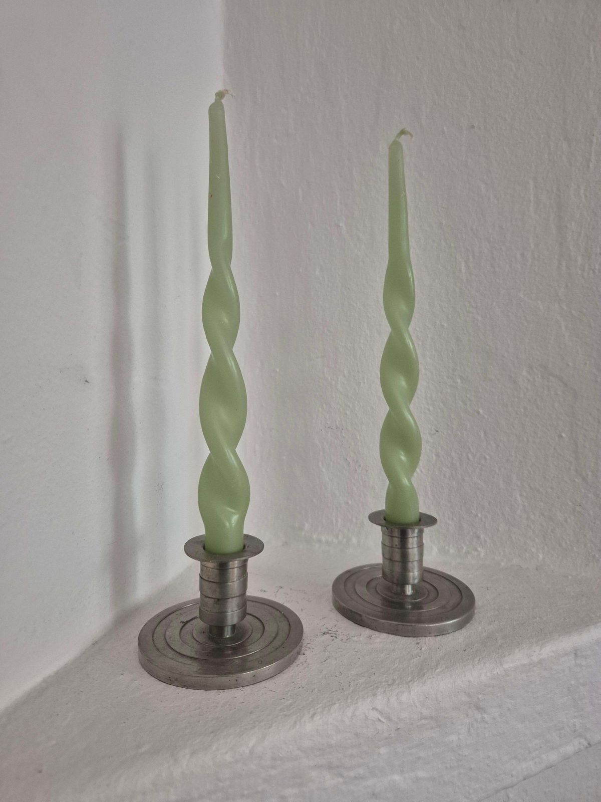 Swedish Grace / Art Deco Candle Holders In Pewter By Sylvia Stave, 1933. photo 520.0