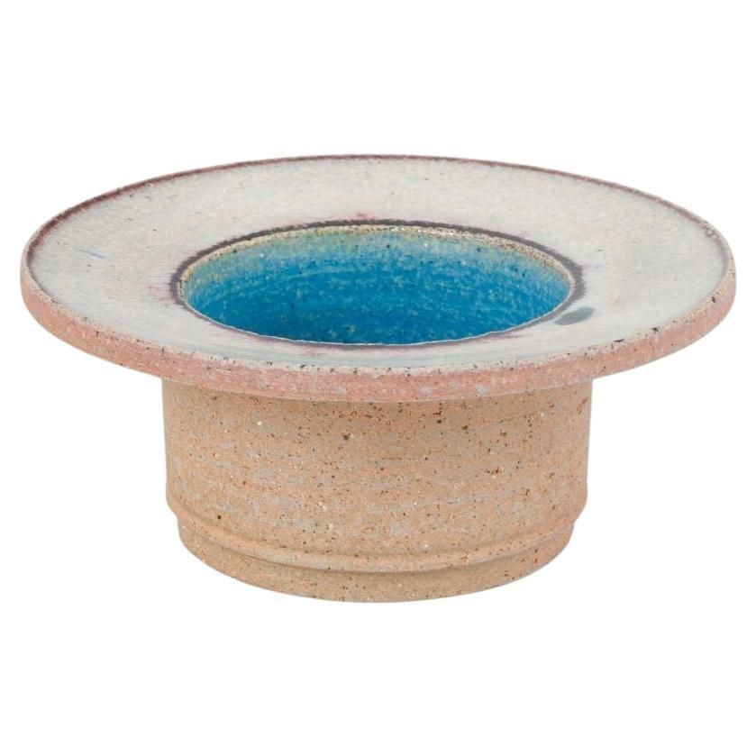 Nils Kähler For Kähler, Denmark. Low Cylindrical Stoneware Vase, C. 1960s.