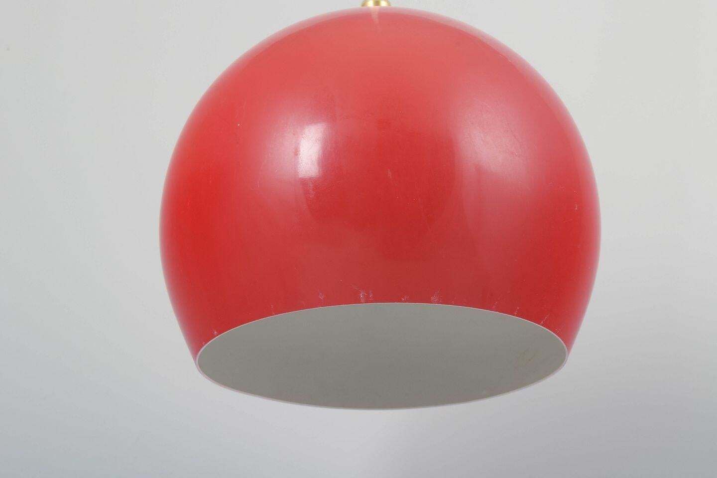 Verner Panton For Louis Poulsen. Topan Pendant Lamp, Red Lacquered Metal. photo for sale