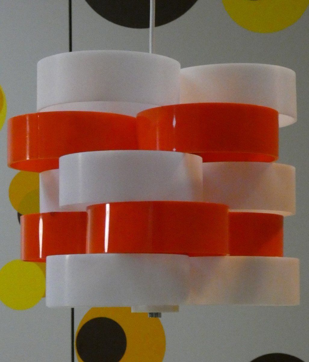 Orange And White Acrylic Glass Pendant Lamp From Stilux Milano, 1960s photo furniture