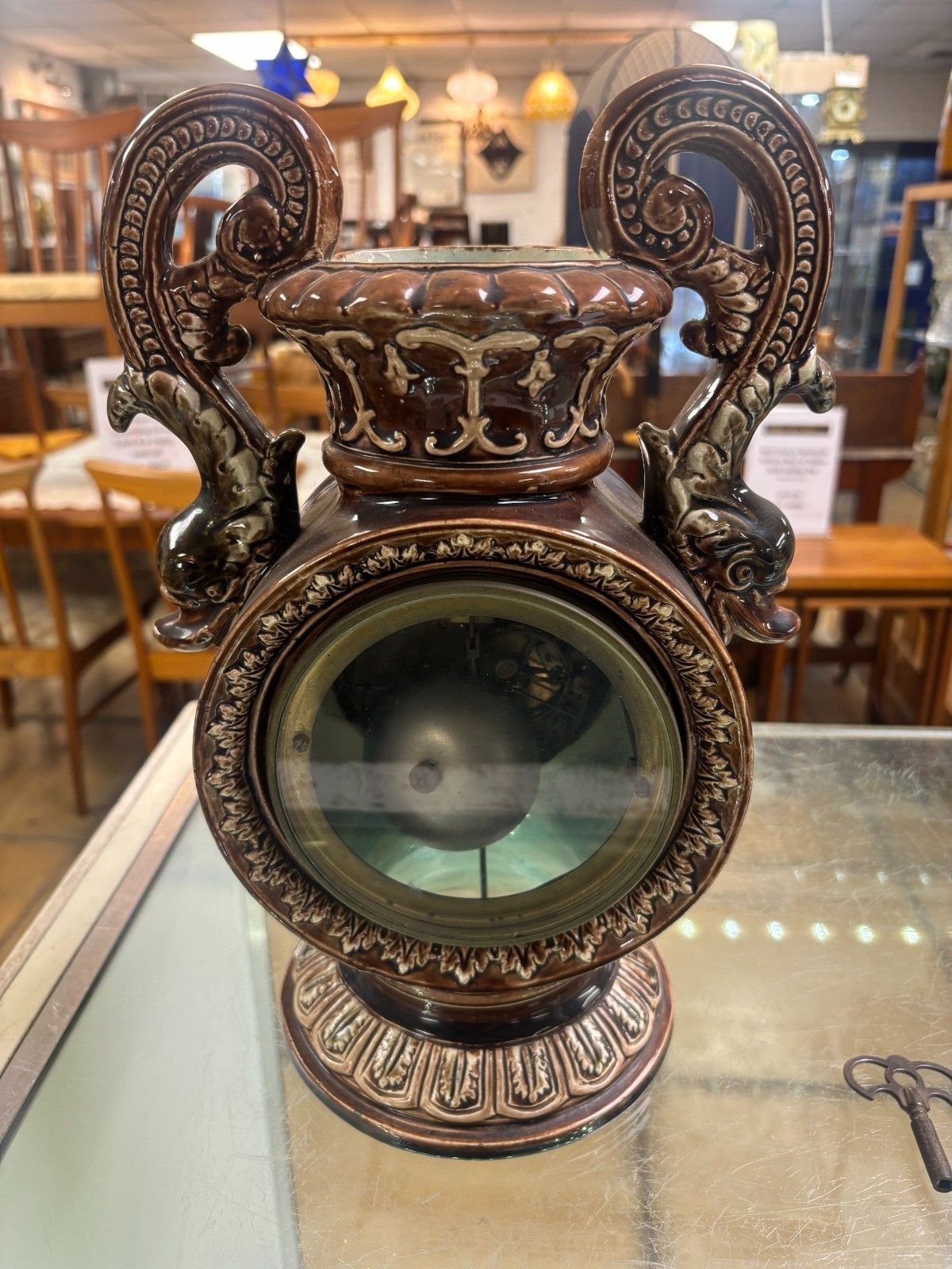 Rare Antique Majolica Case Clock With Japy Freres Movement By W.E.Shaw A.Paris photo buy