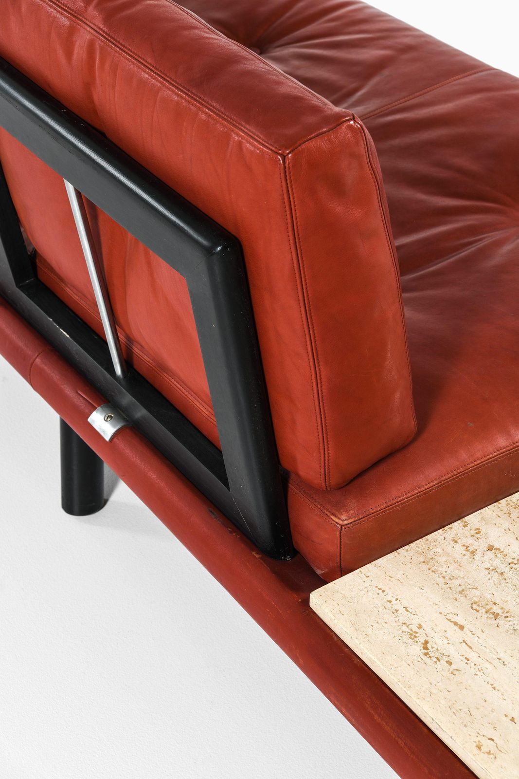 Large Sofa With Table In Leather And Lacquered Wood By Franz Köttgen, 1964 photo vinterior