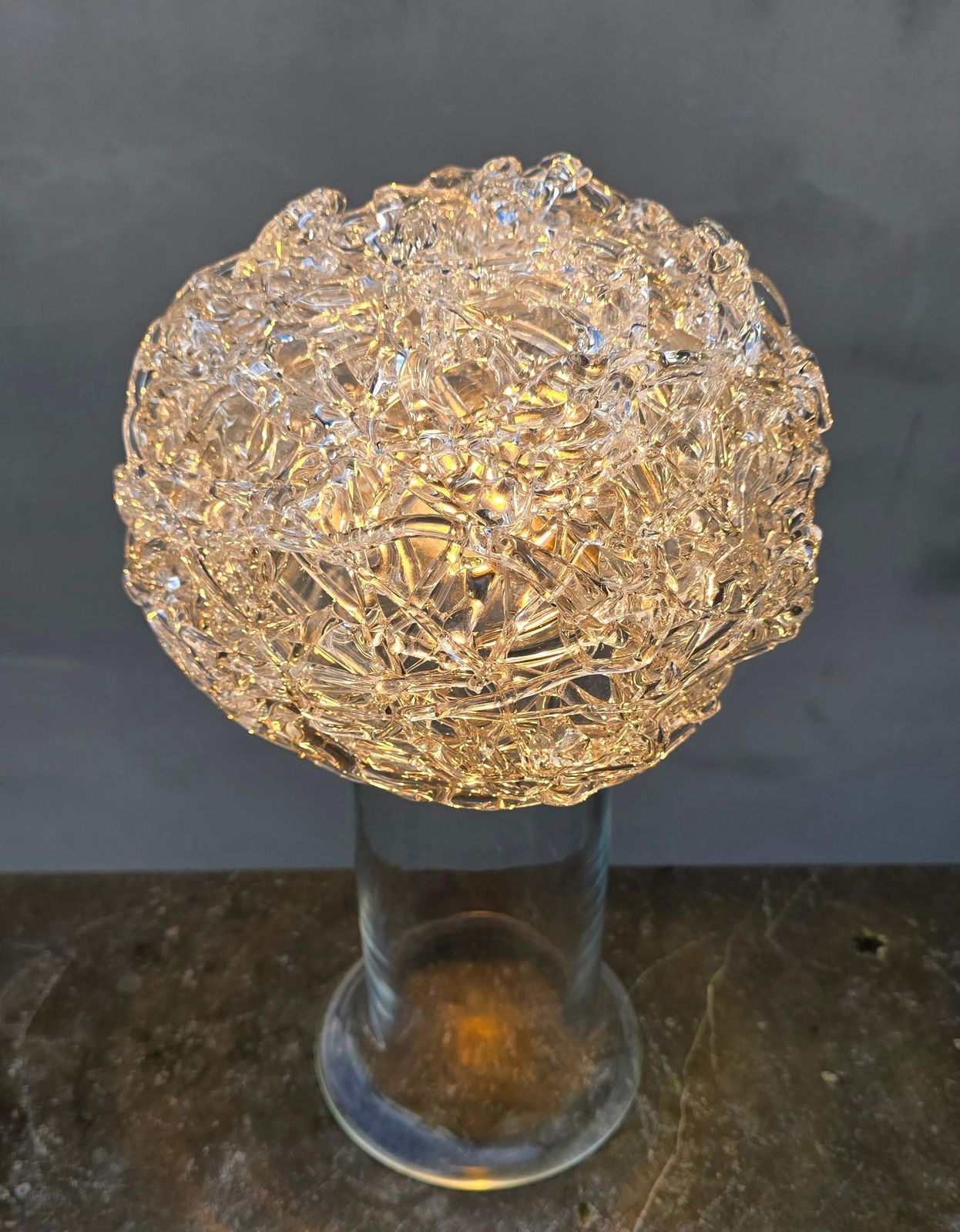 Claire Falkenstein For Salviati, Attributed Spun Glass Table Lamp, Italy, 1970s photo Lighting