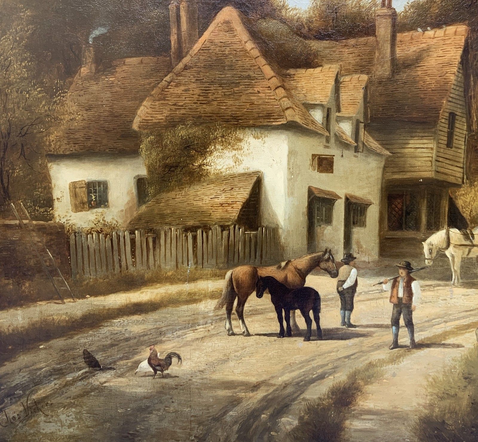 Charles Vickers (1821 1895) Large Beautiful Farming Landscape Oil Painting photo for sale