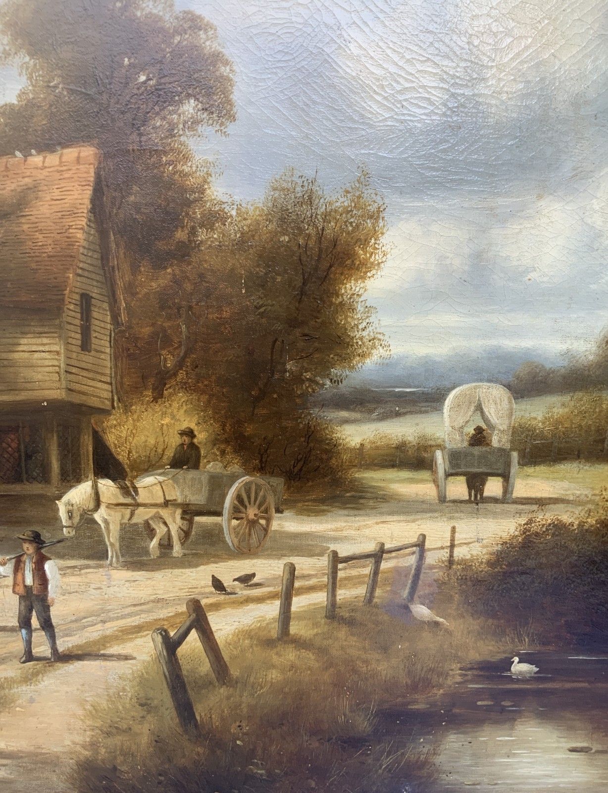 Charles Vickers (1821 1895) Large Beautiful Farming Landscape Oil Painting photo vinterior